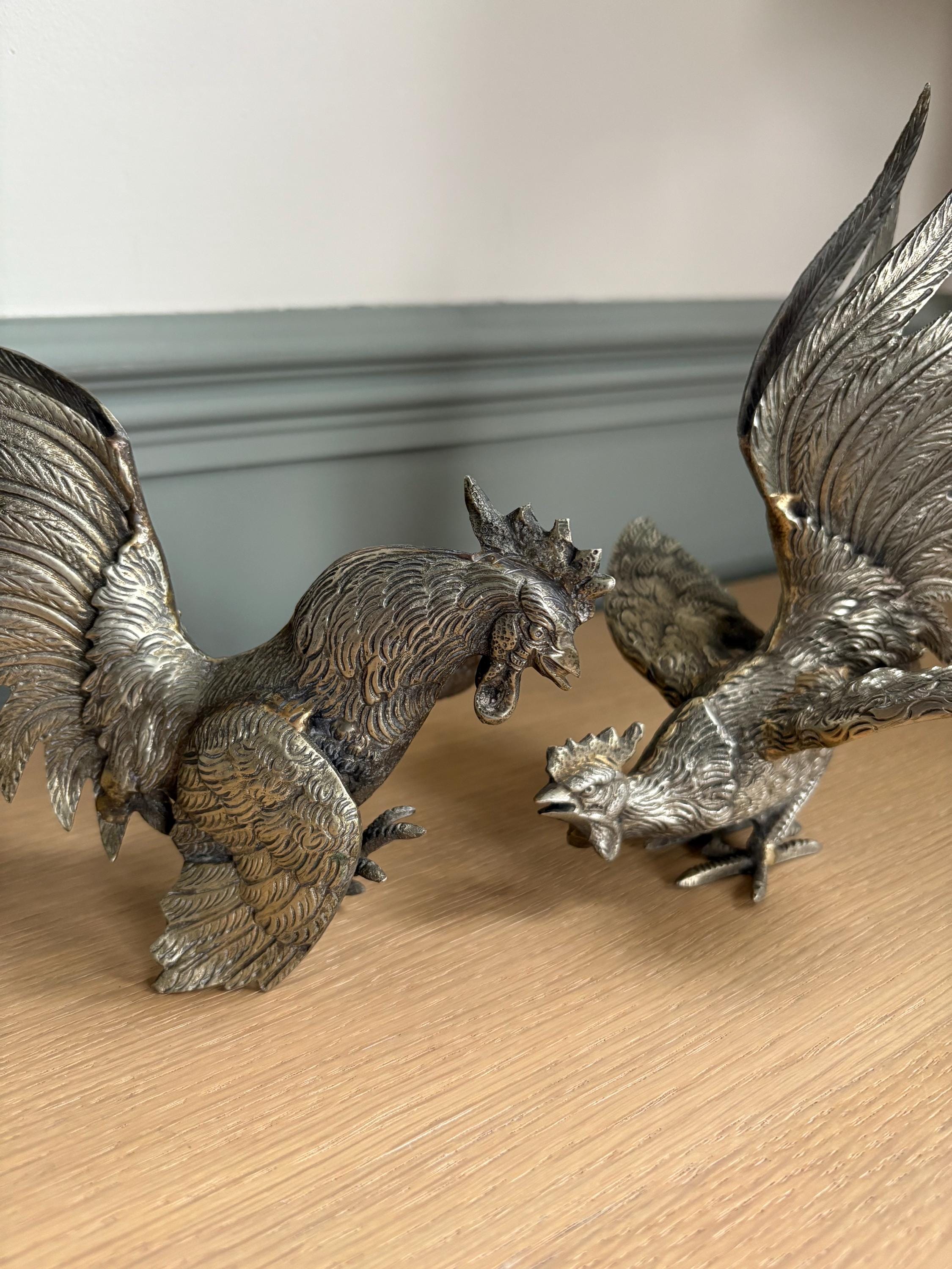 Pair of Fighting Cockerals