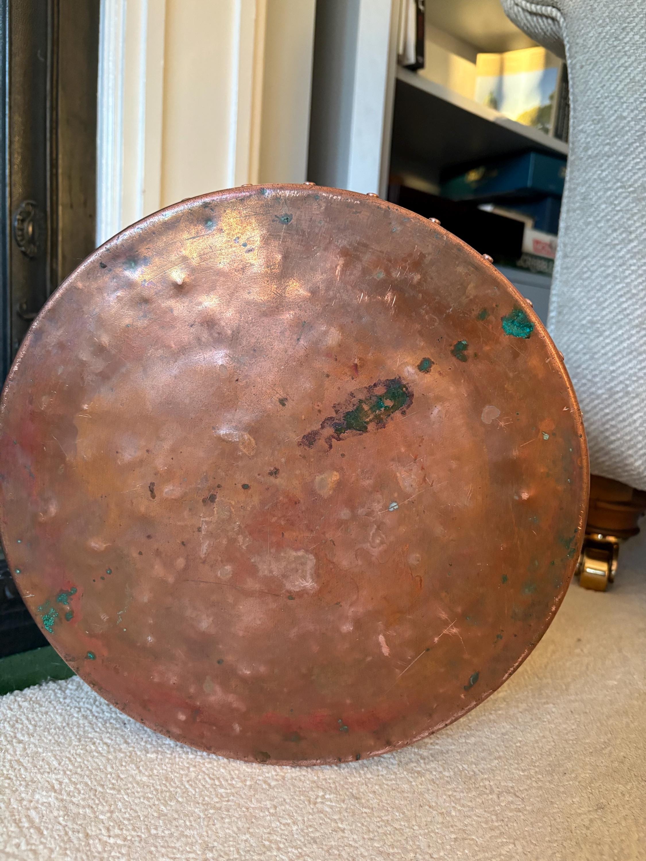Riveted Copper and Brass Coal Bucket
