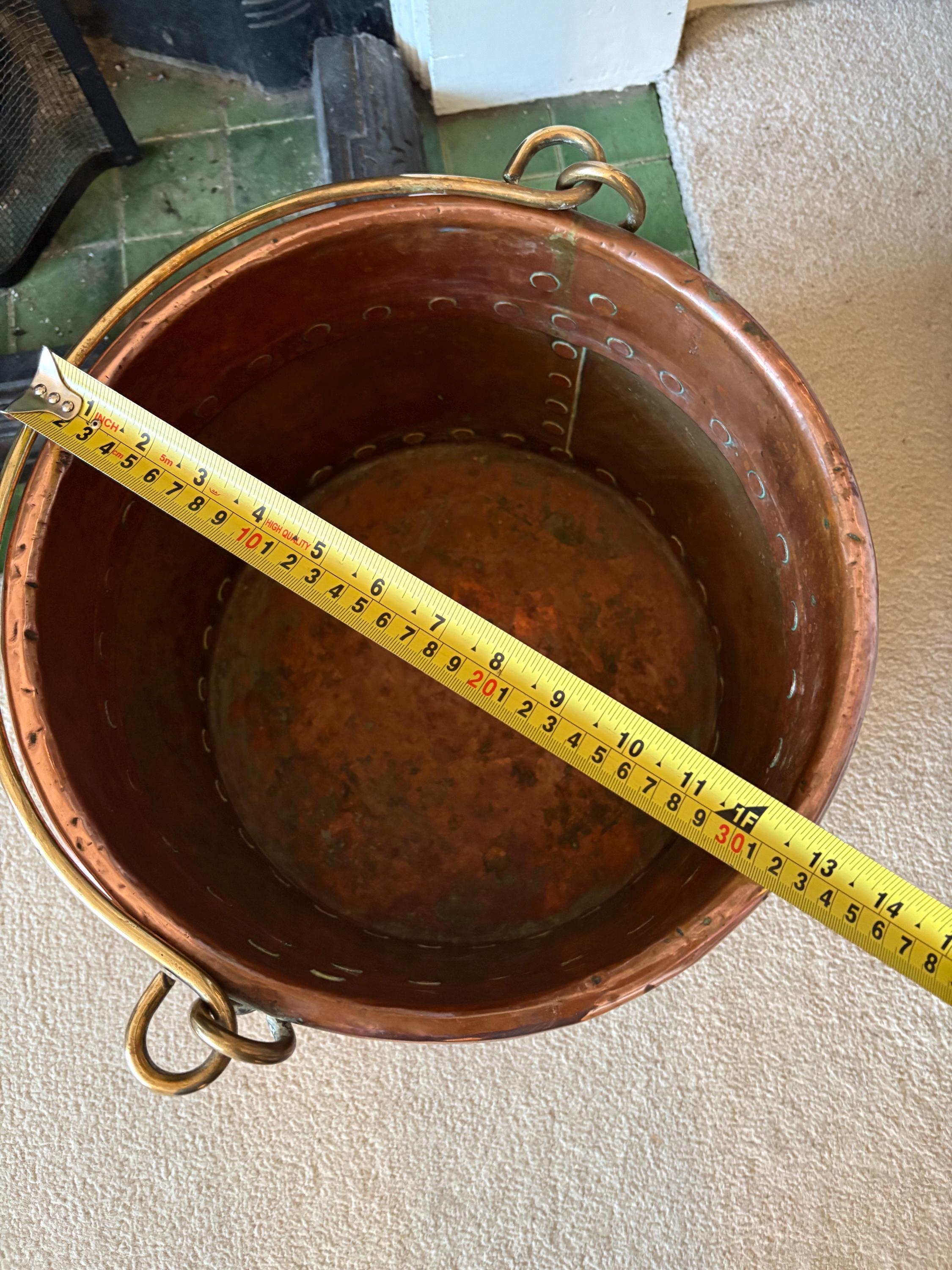 Riveted Copper and Brass Coal Bucket