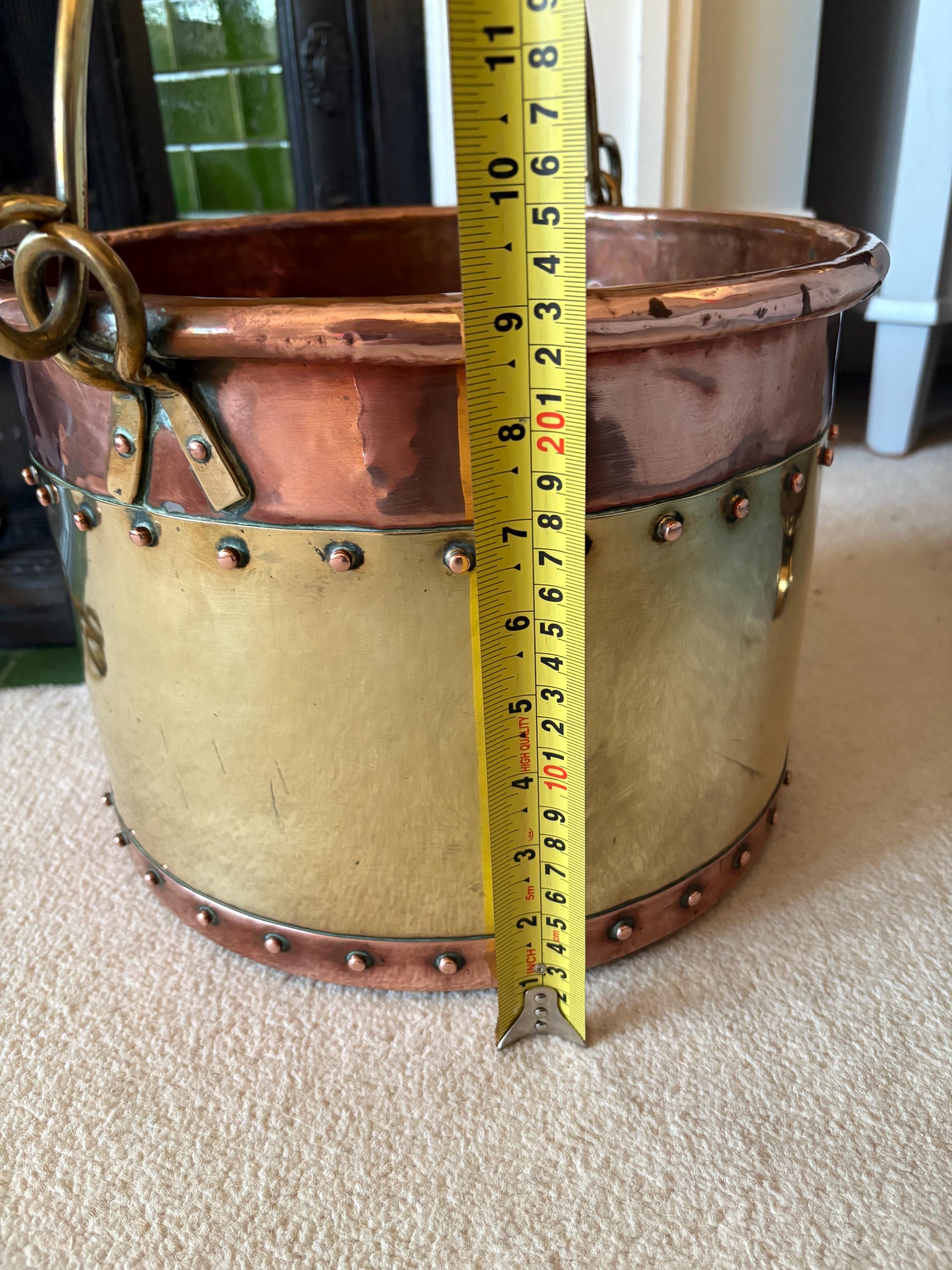 Riveted Copper and Brass Coal Bucket