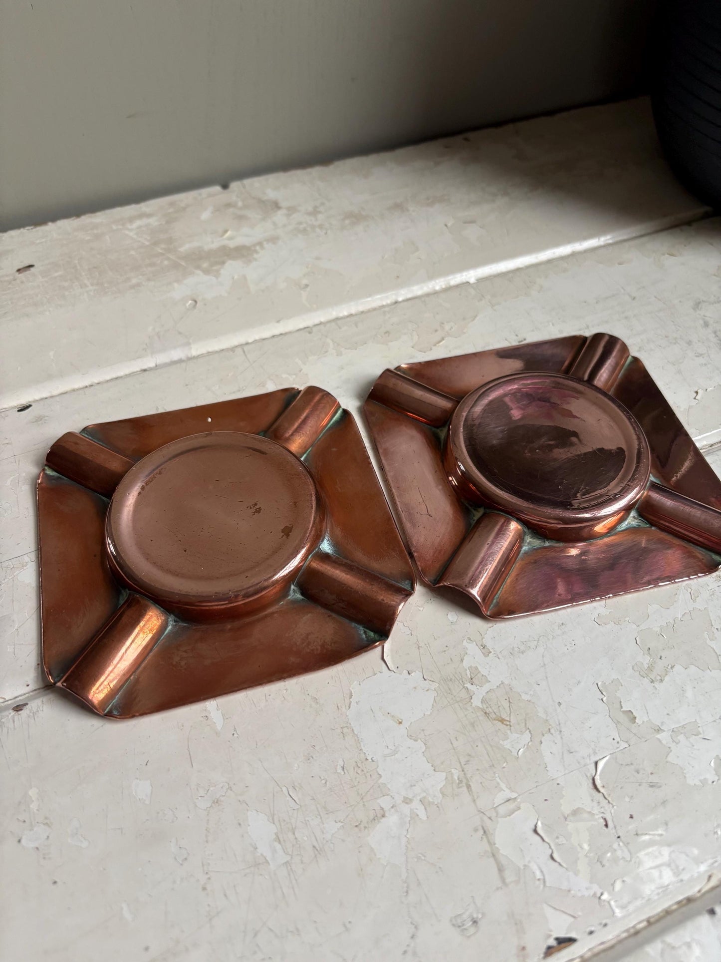 Pair of Vintage Copper Ashtrays