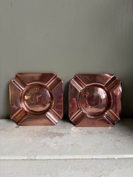 Pair of Vintage Copper Ashtrays