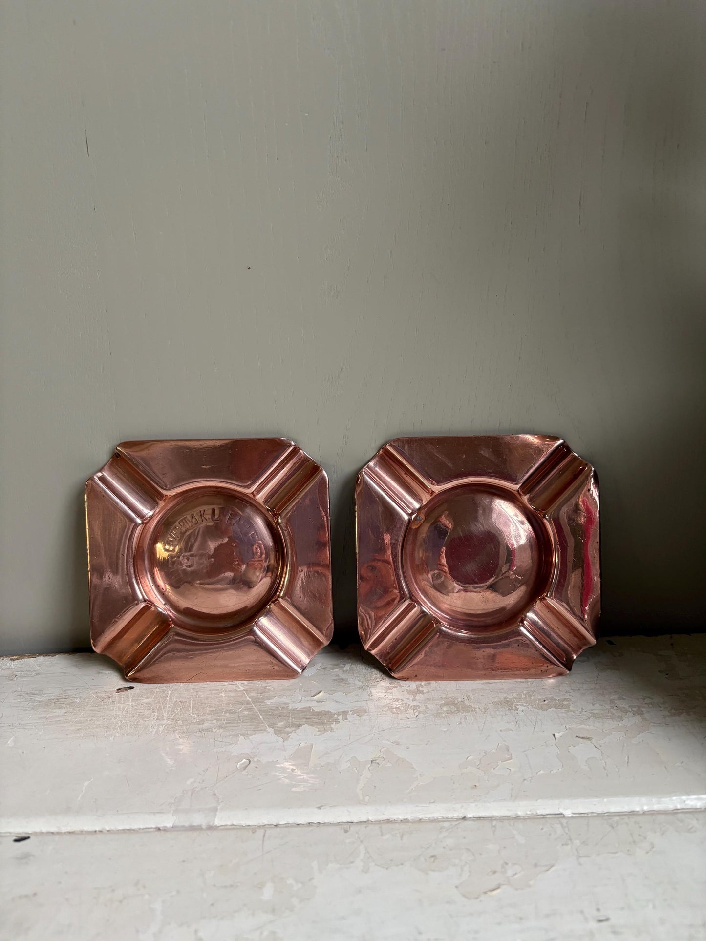 Pair of Vintage Copper Ashtrays