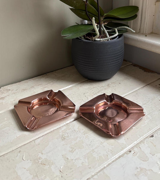 Pair of Vintage Copper Ashtrays