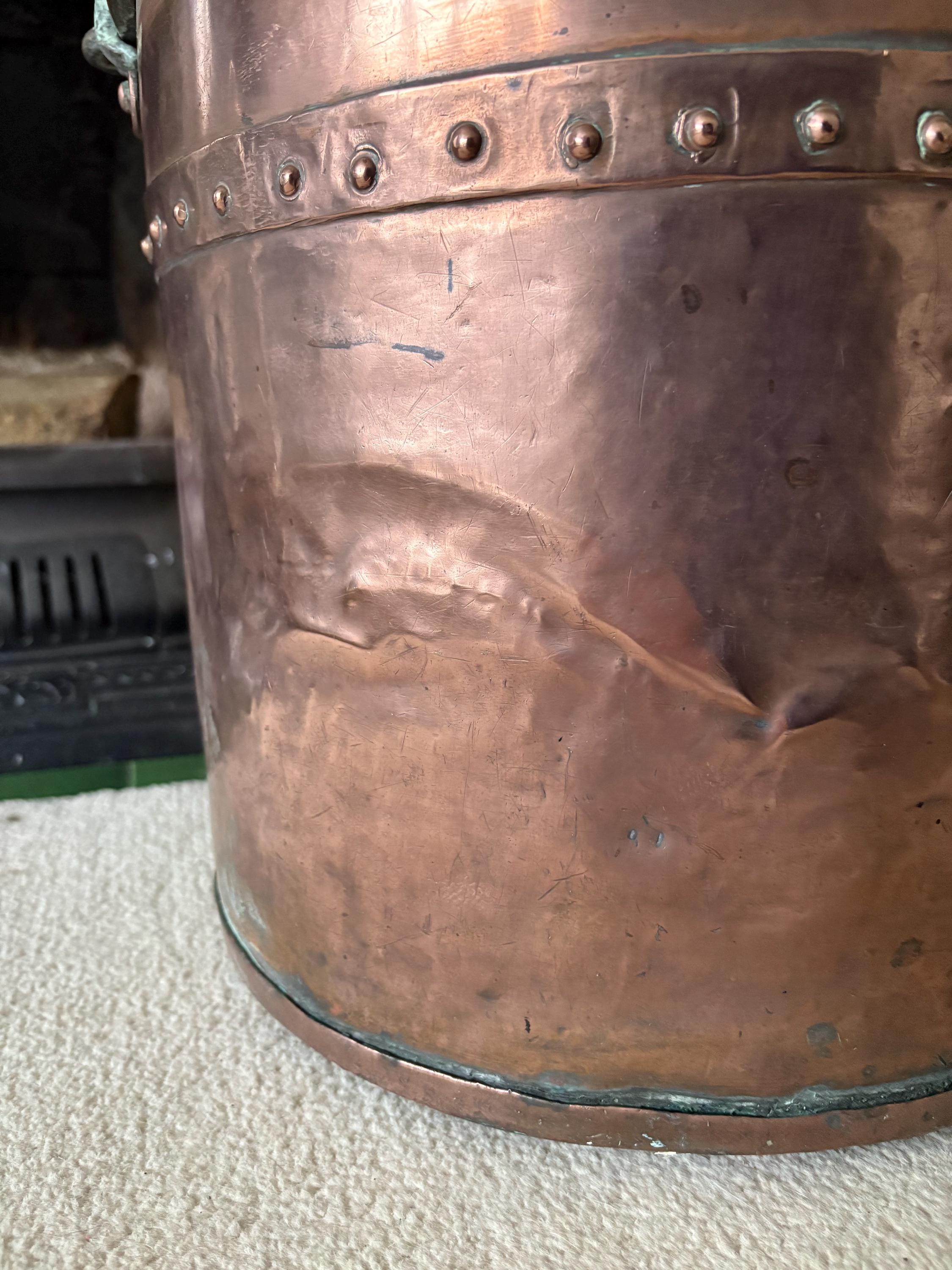 Victorian Antique Copper Coal Bucket.