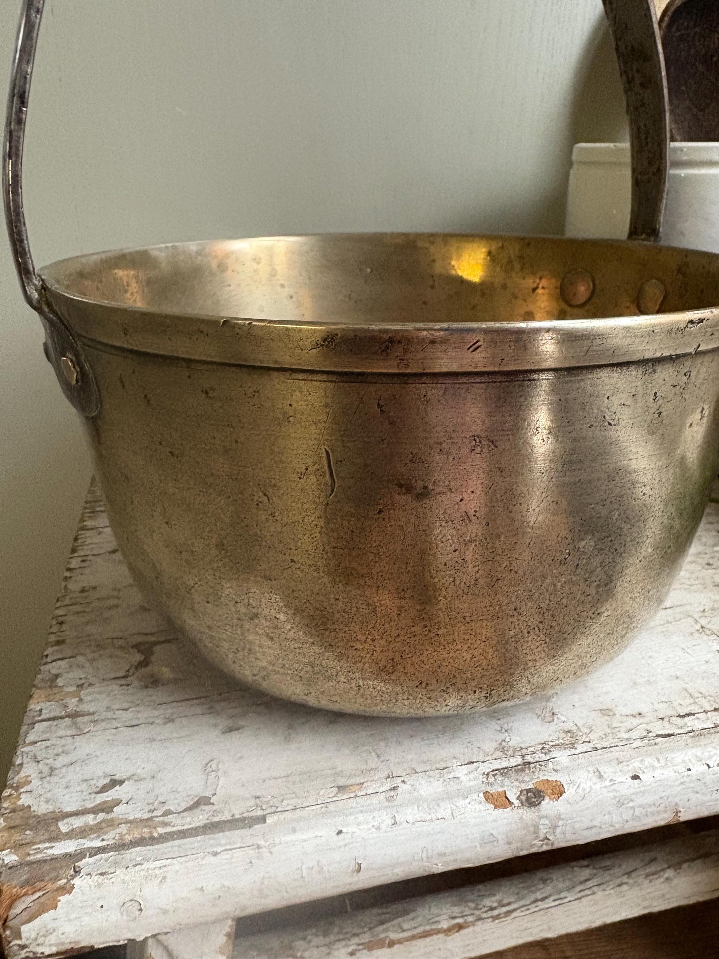 Small Old Brass Preserving Pan
