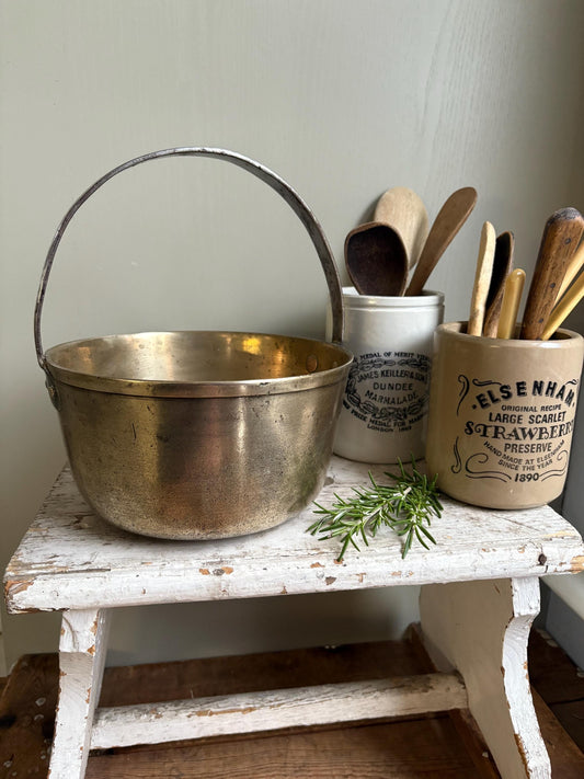 Small Old Brass Preserving Pan