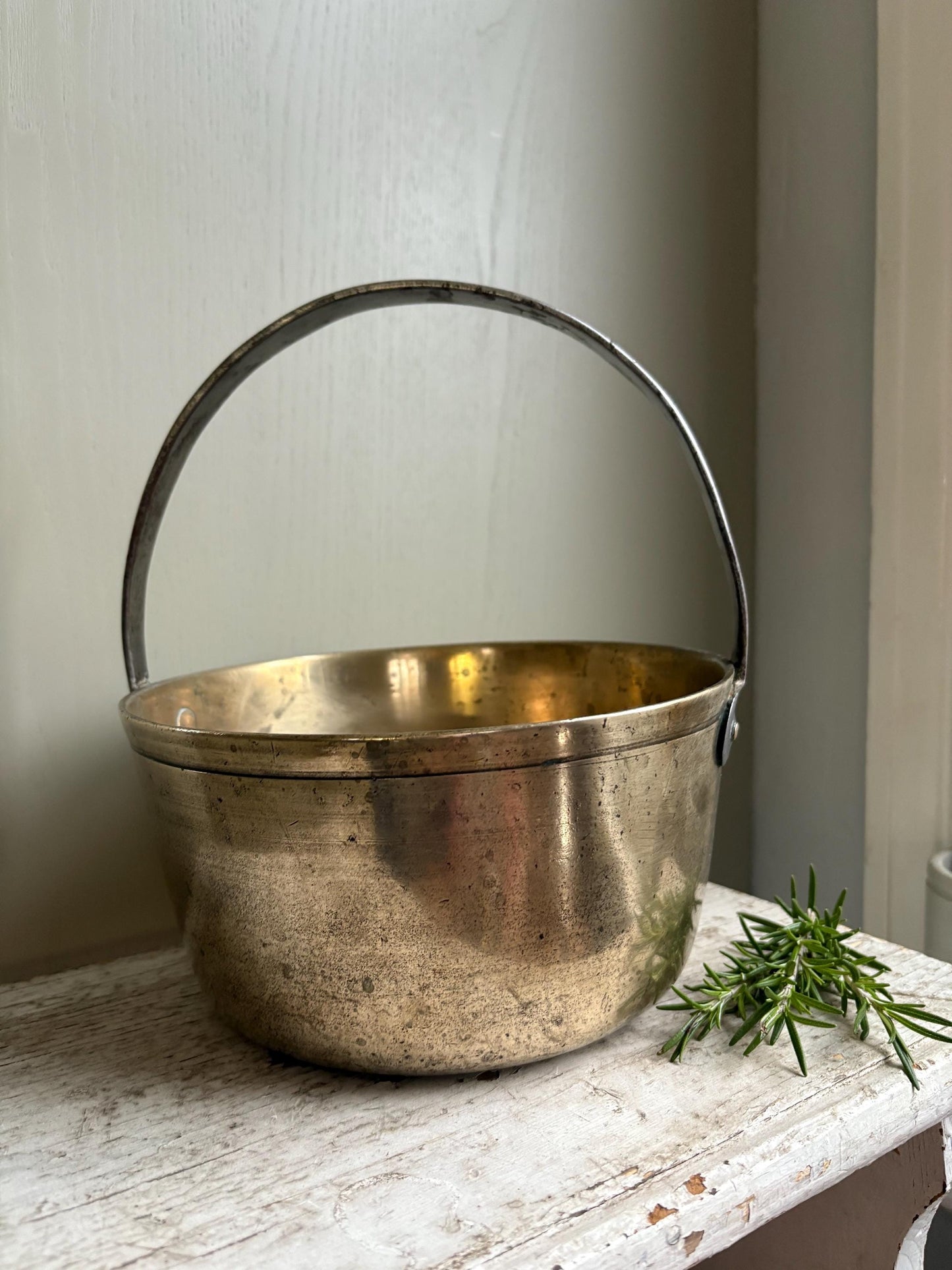 Small Old Brass Preserving Pan