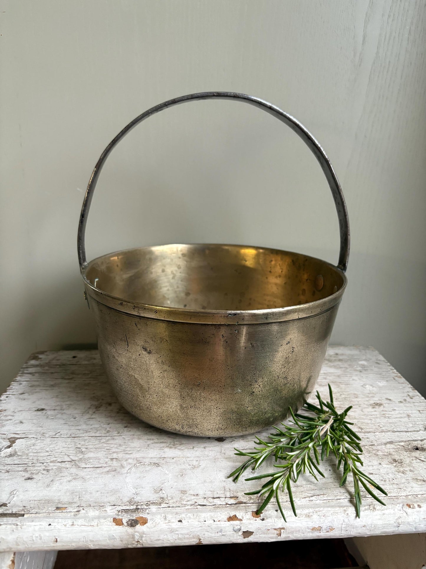 Small Old Brass Preserving Pan