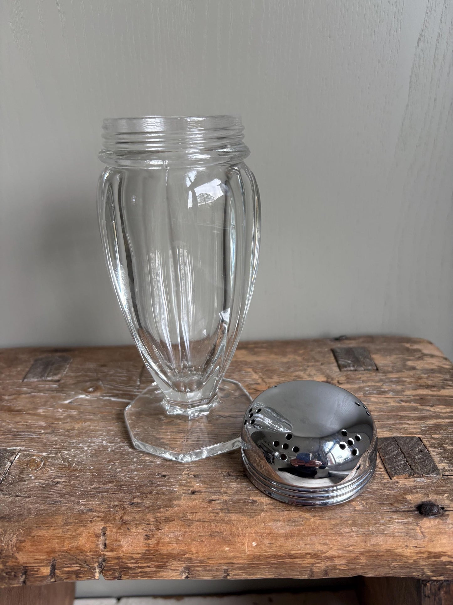 Large glass vintage sugar shaker