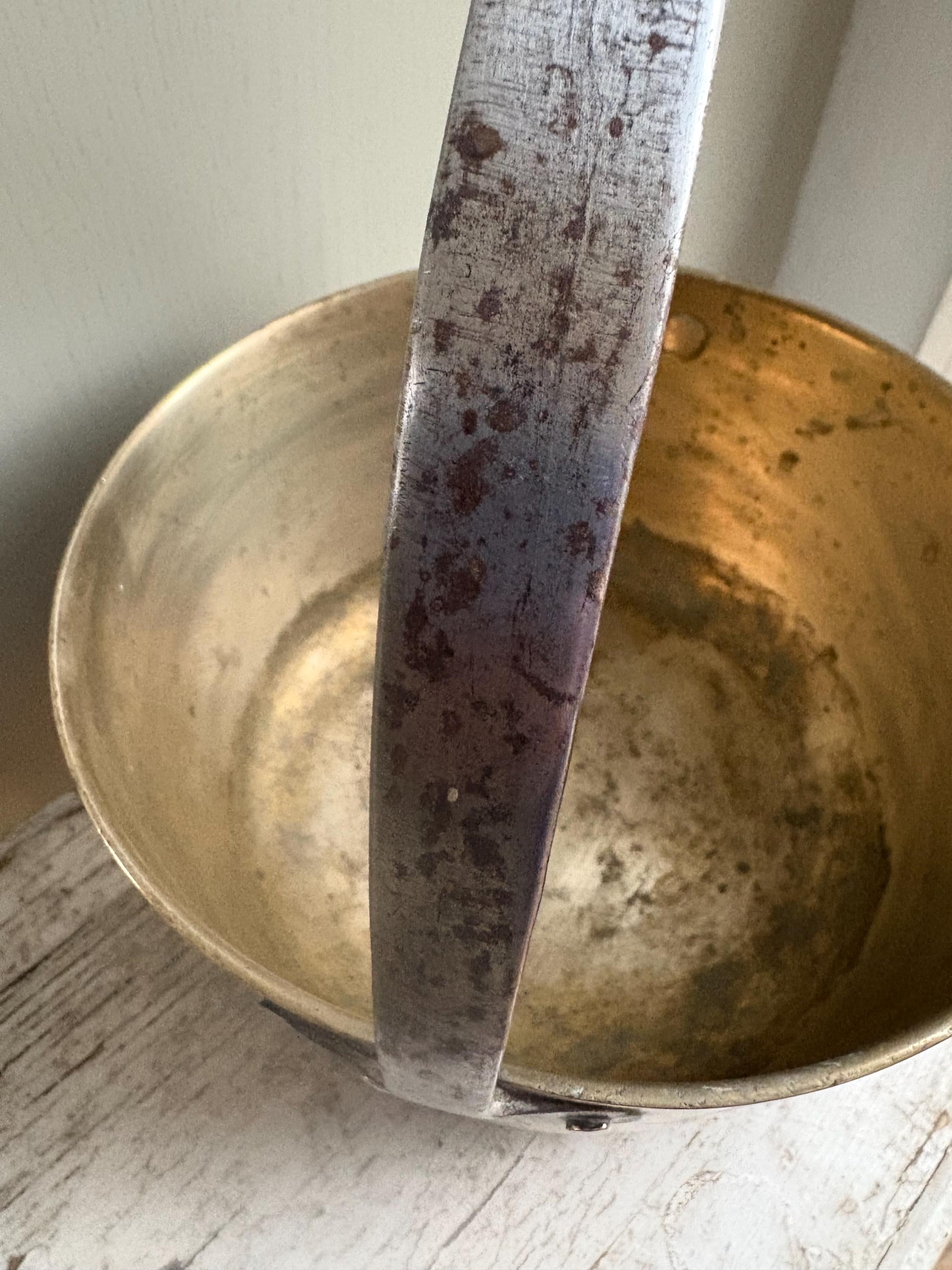 Small Old Brass Preserving Pan