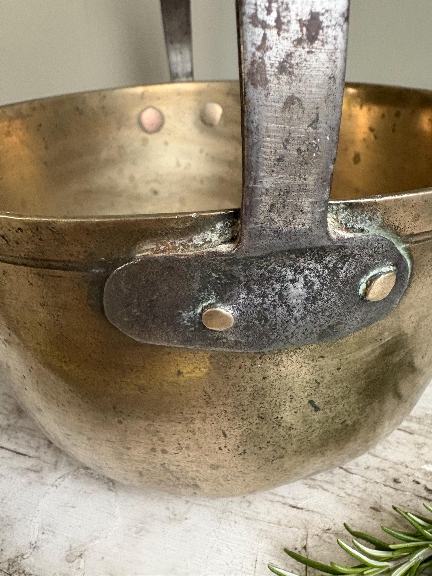 Small Old Brass Preserving Pan