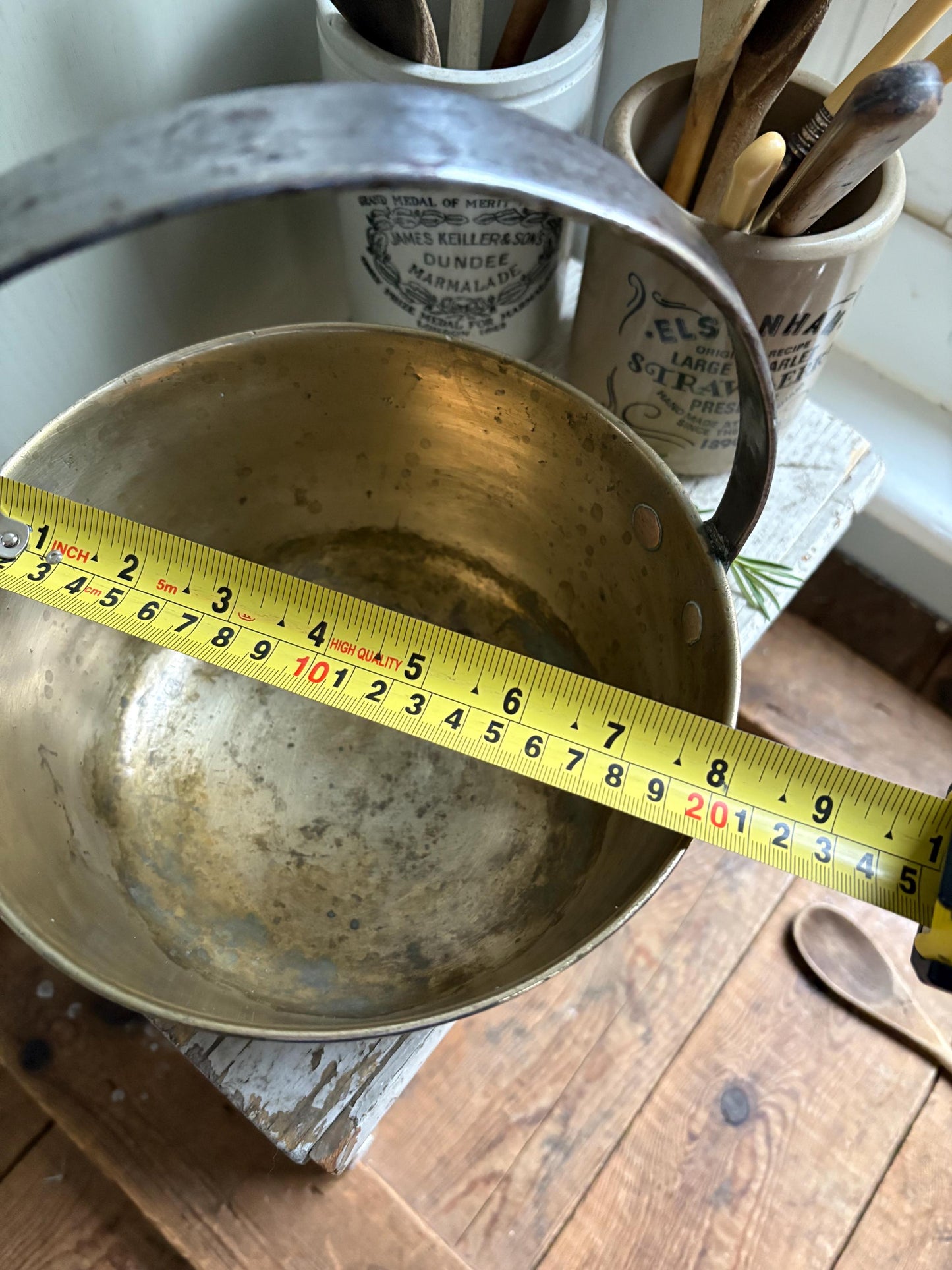 Small Old Brass Preserving Pan