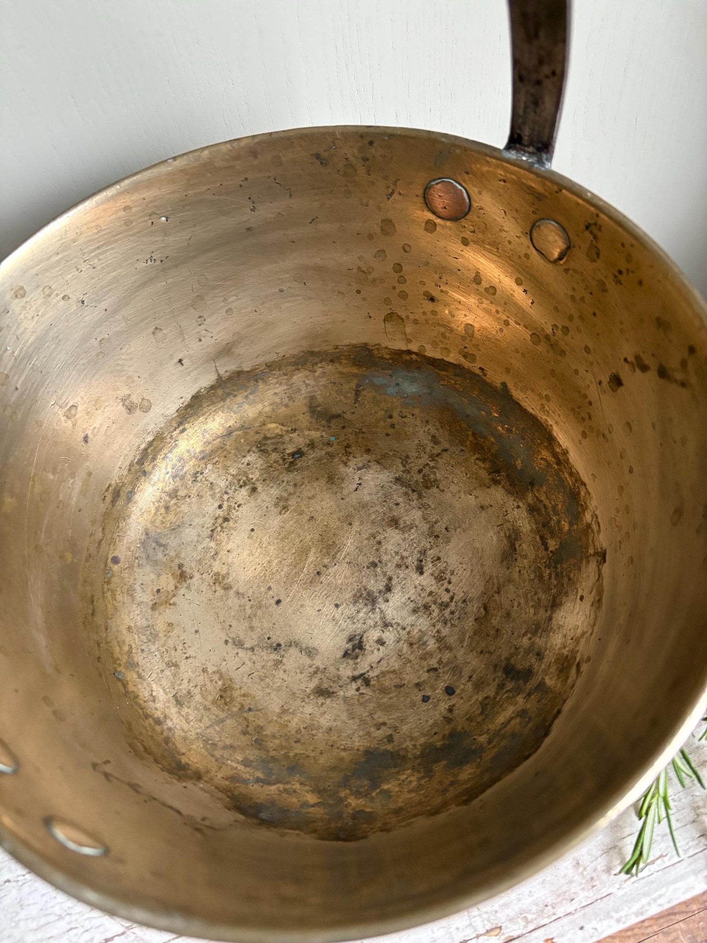 Small Old Brass Preserving Pan