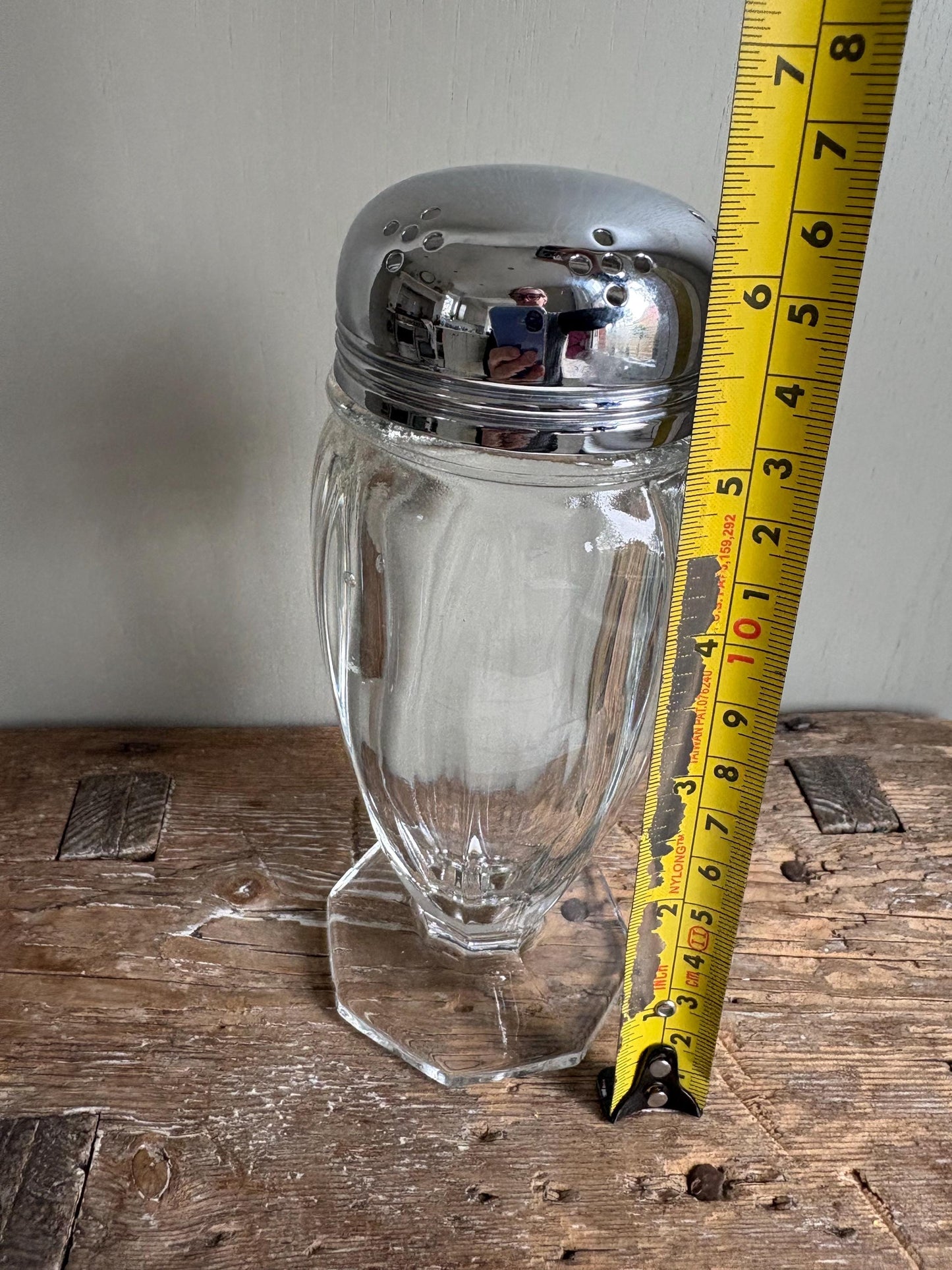 Large glass vintage sugar shaker