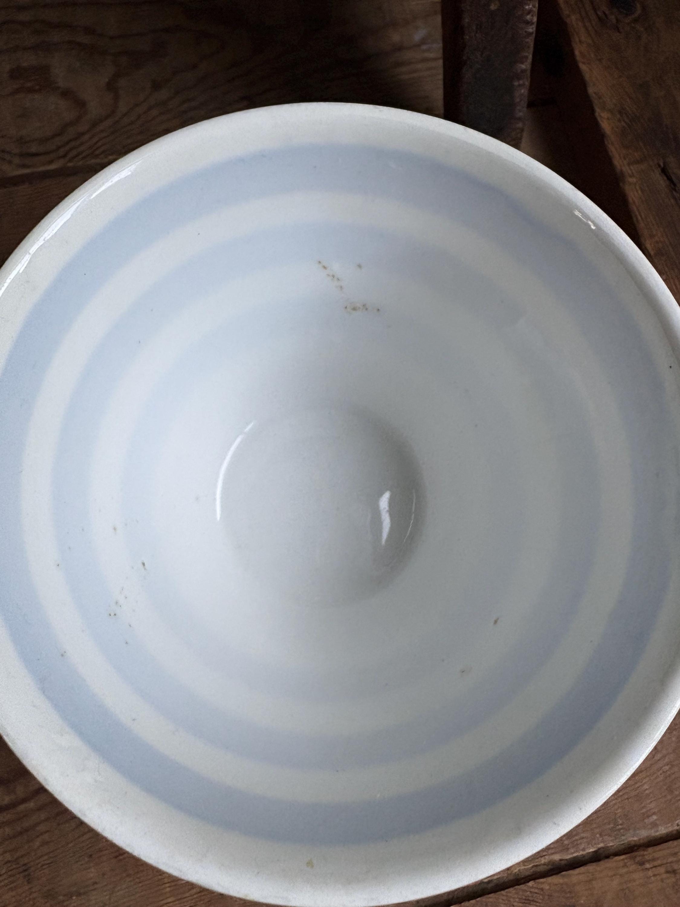 PAIR of Vintage Blue and White Striped Bowls