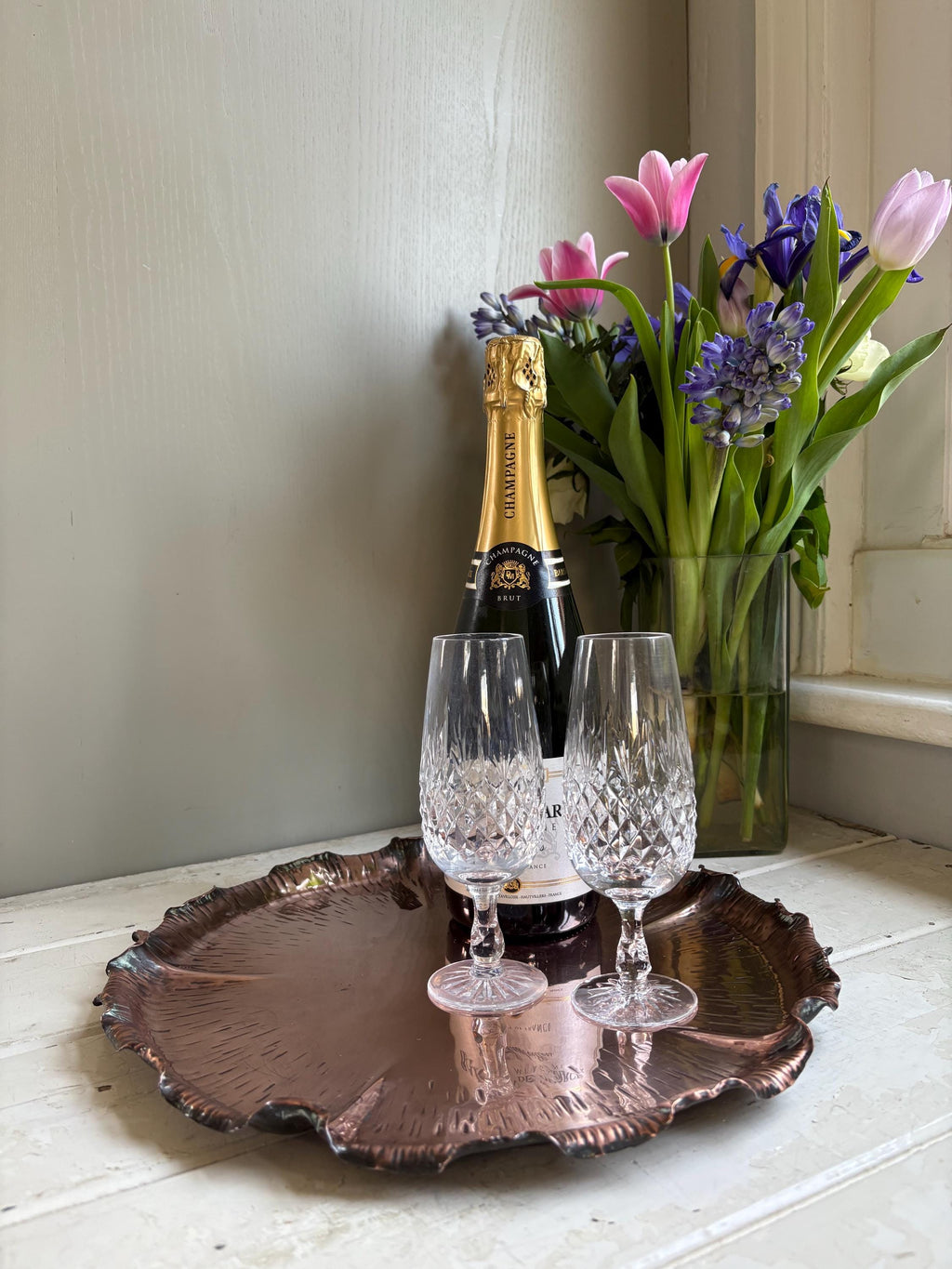 Copper Decorative Tray, Lily Pad Tray