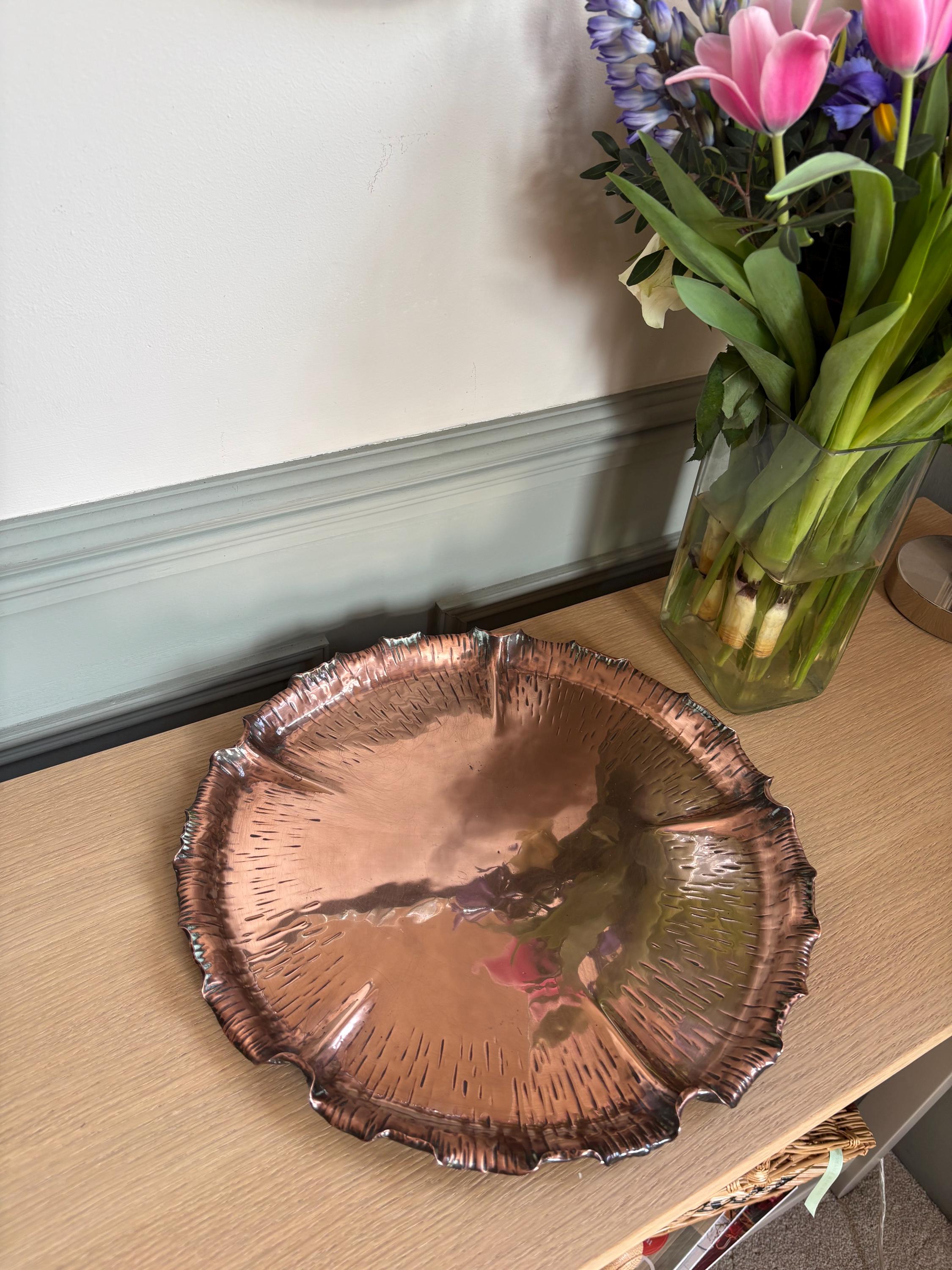 Copper Decorative Tray, Lily Pad Tray