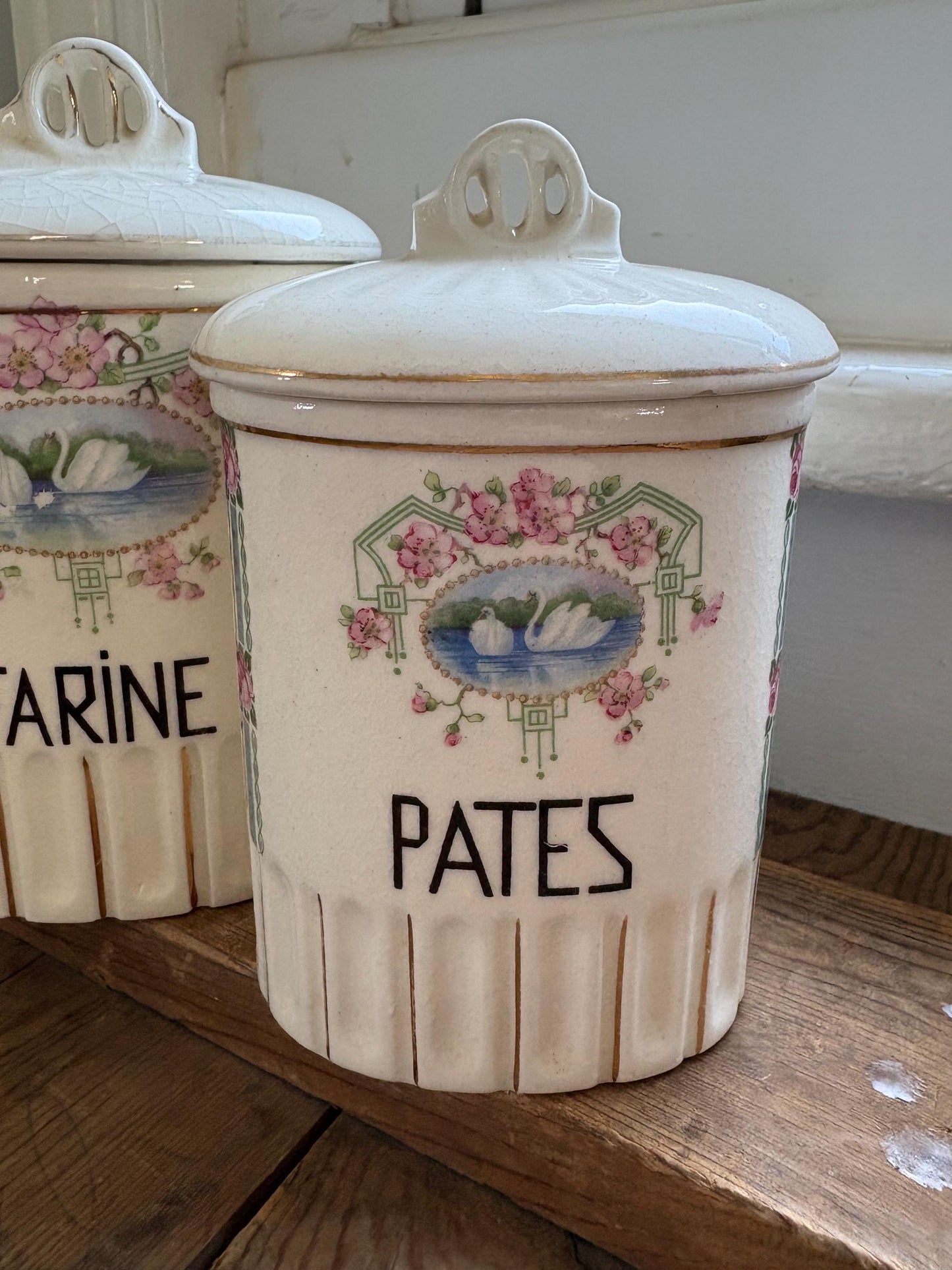 Vintage French Ceramic Storage Jars, Art Deco