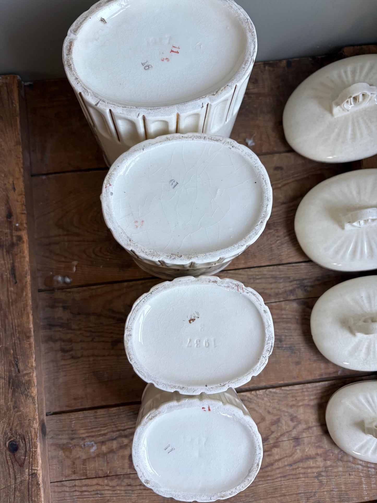 Vintage French Ceramic Storage Jars, Art Deco
