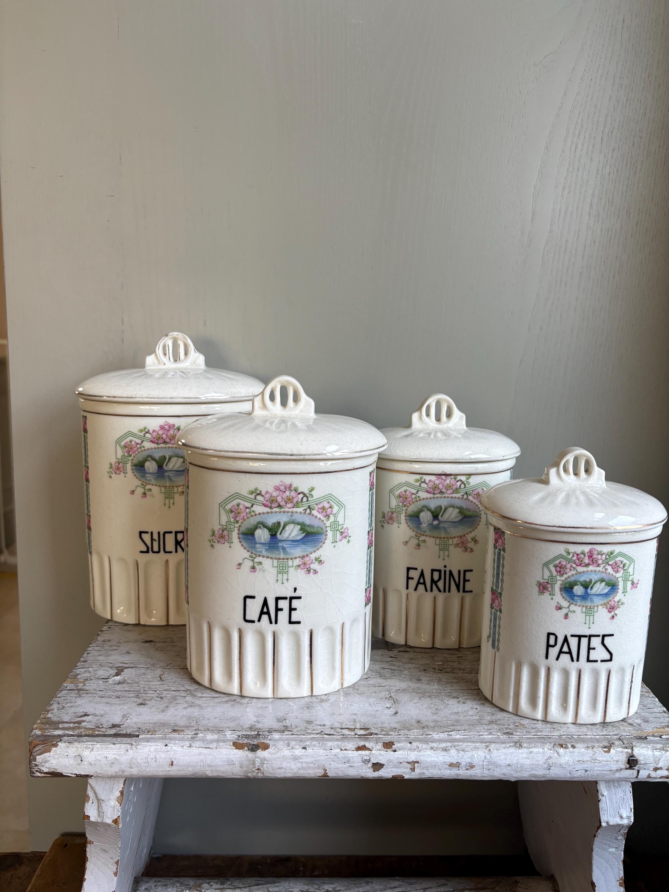 Vintage French Ceramic Storage Jars, Art Deco
