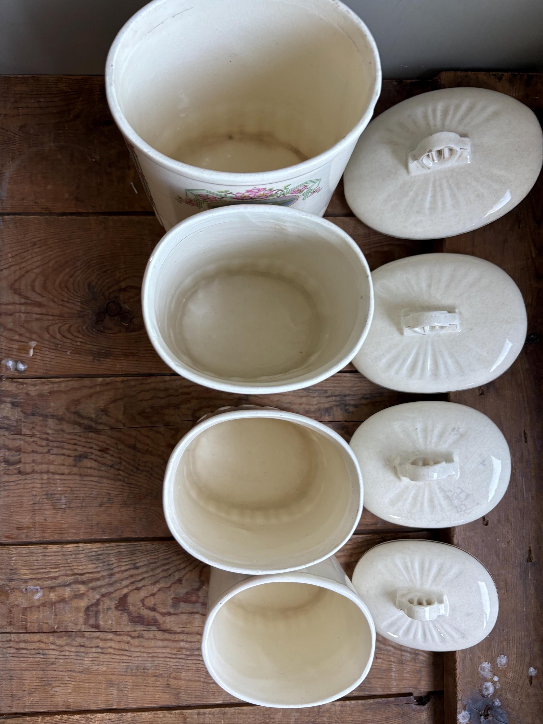 Vintage French Ceramic Storage Jars, Art Deco