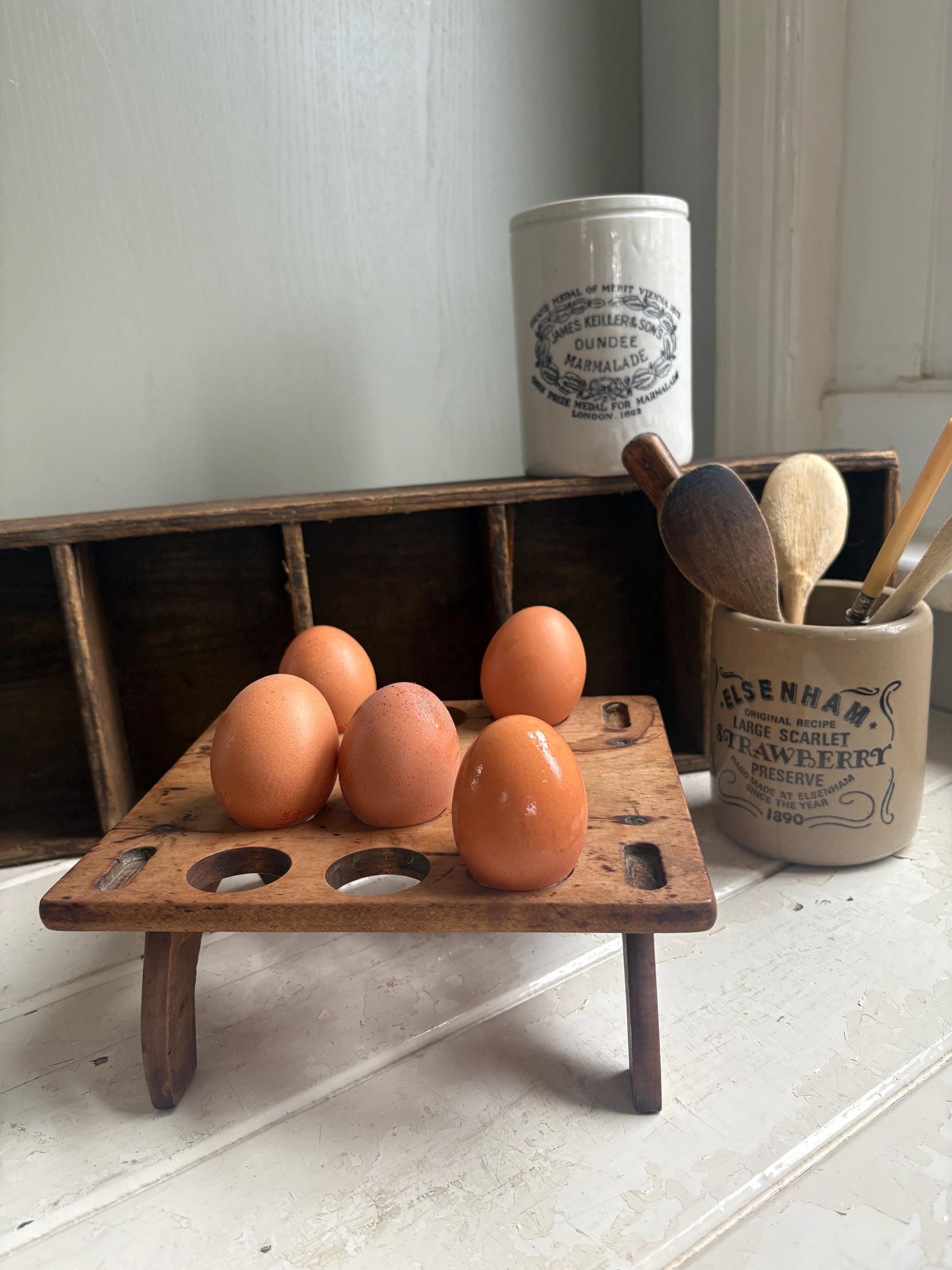 Late Victorian Treen Egg Rack.