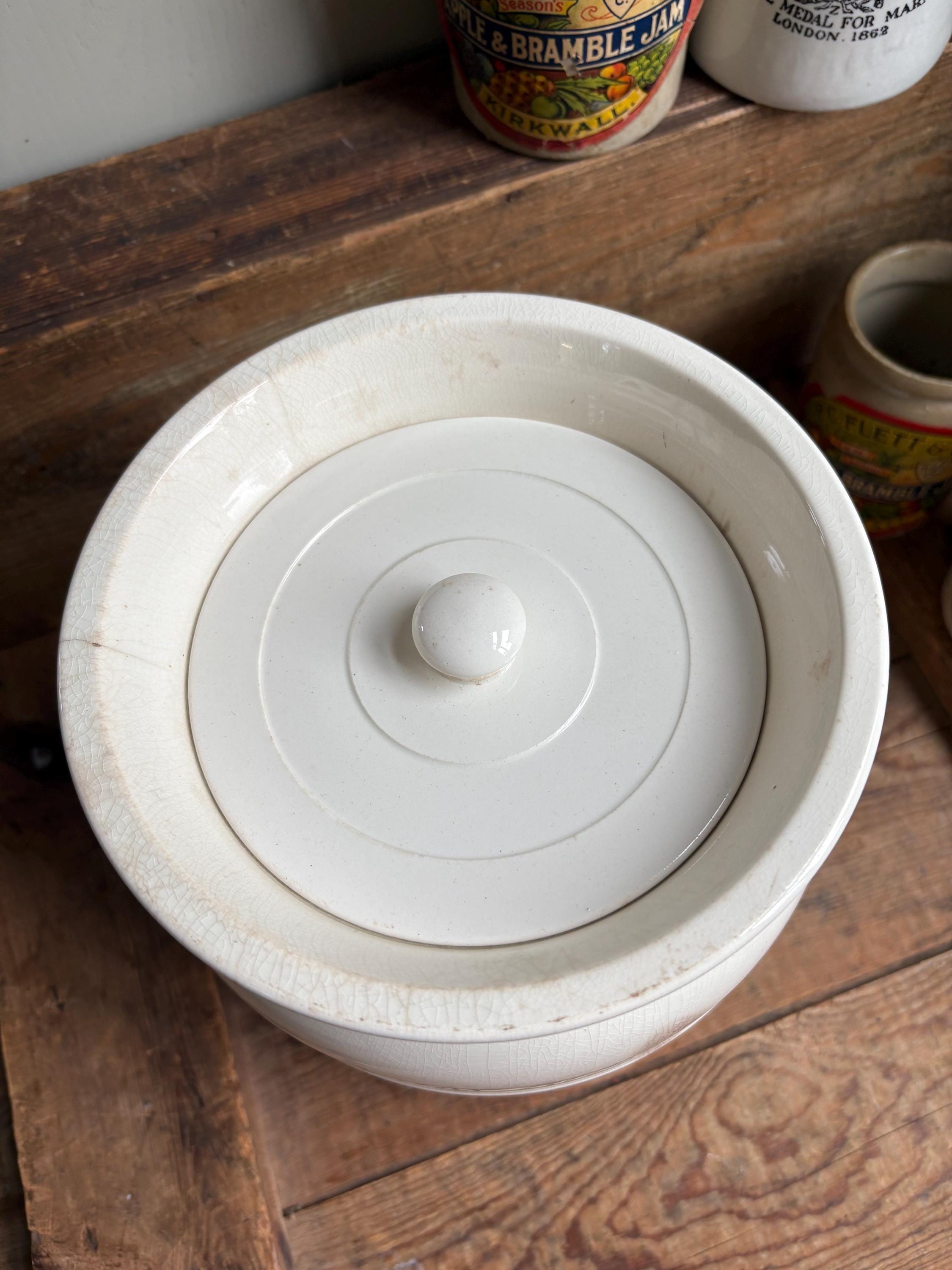 Very Large Ironstone Storage Jar, Arrowroot Storage Pot, Antique Ironstone, Kitchenalia