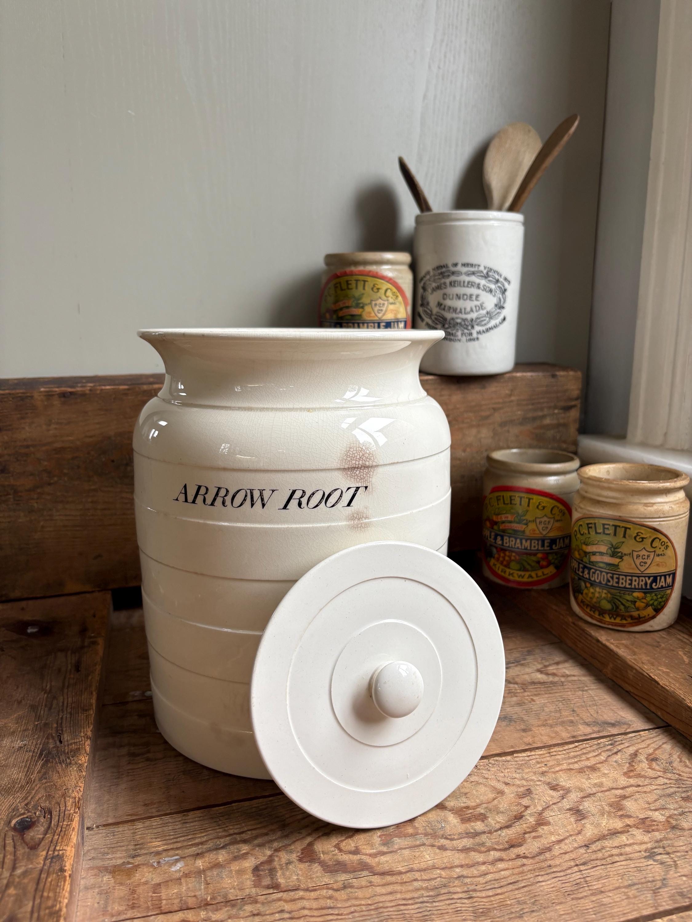Very Large Ironstone Storage Jar, Arrowroot Storage Pot, Antique Ironstone, Kitchenalia