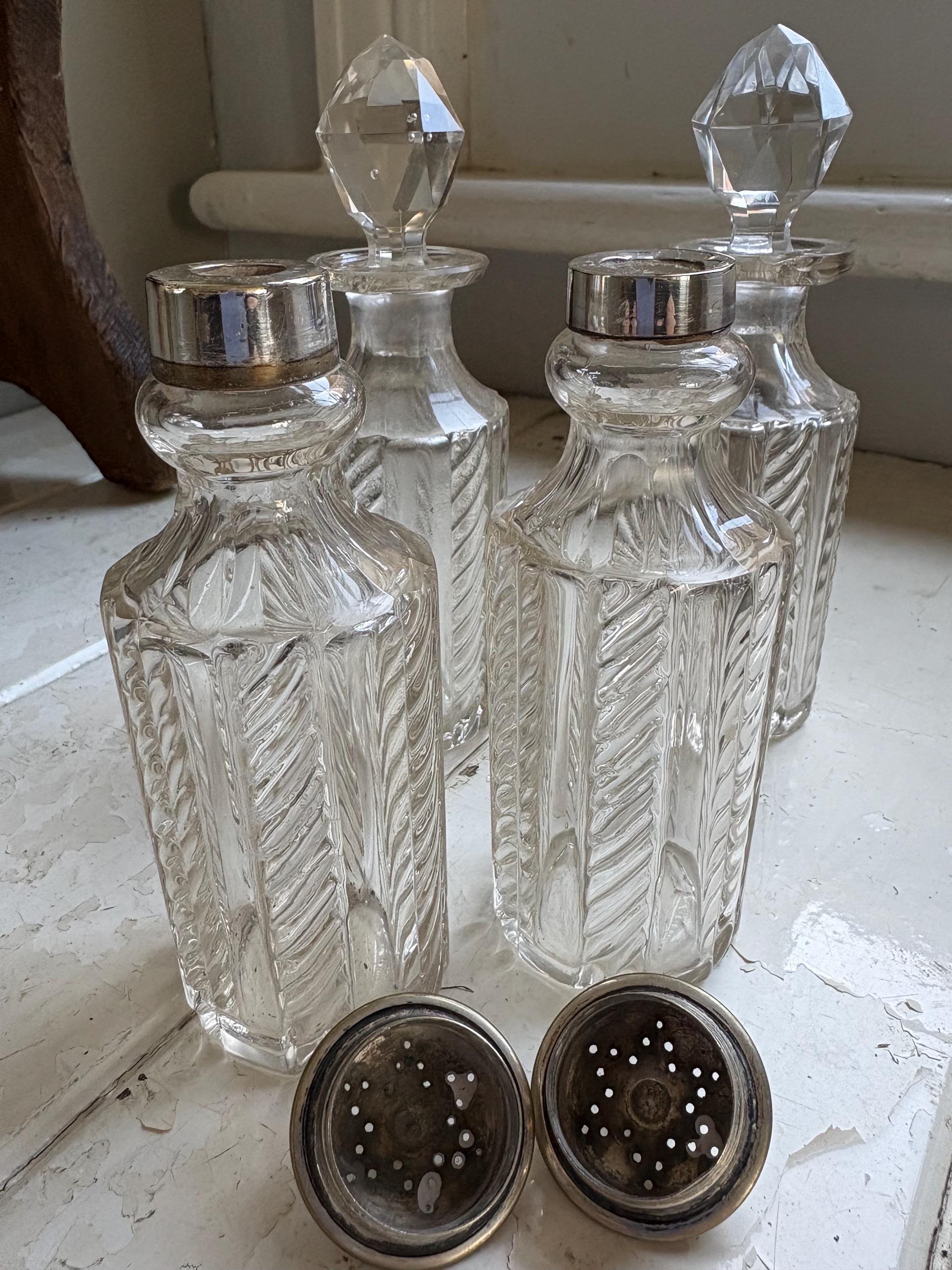 Antique Glass Cruet Set, Condiment Set