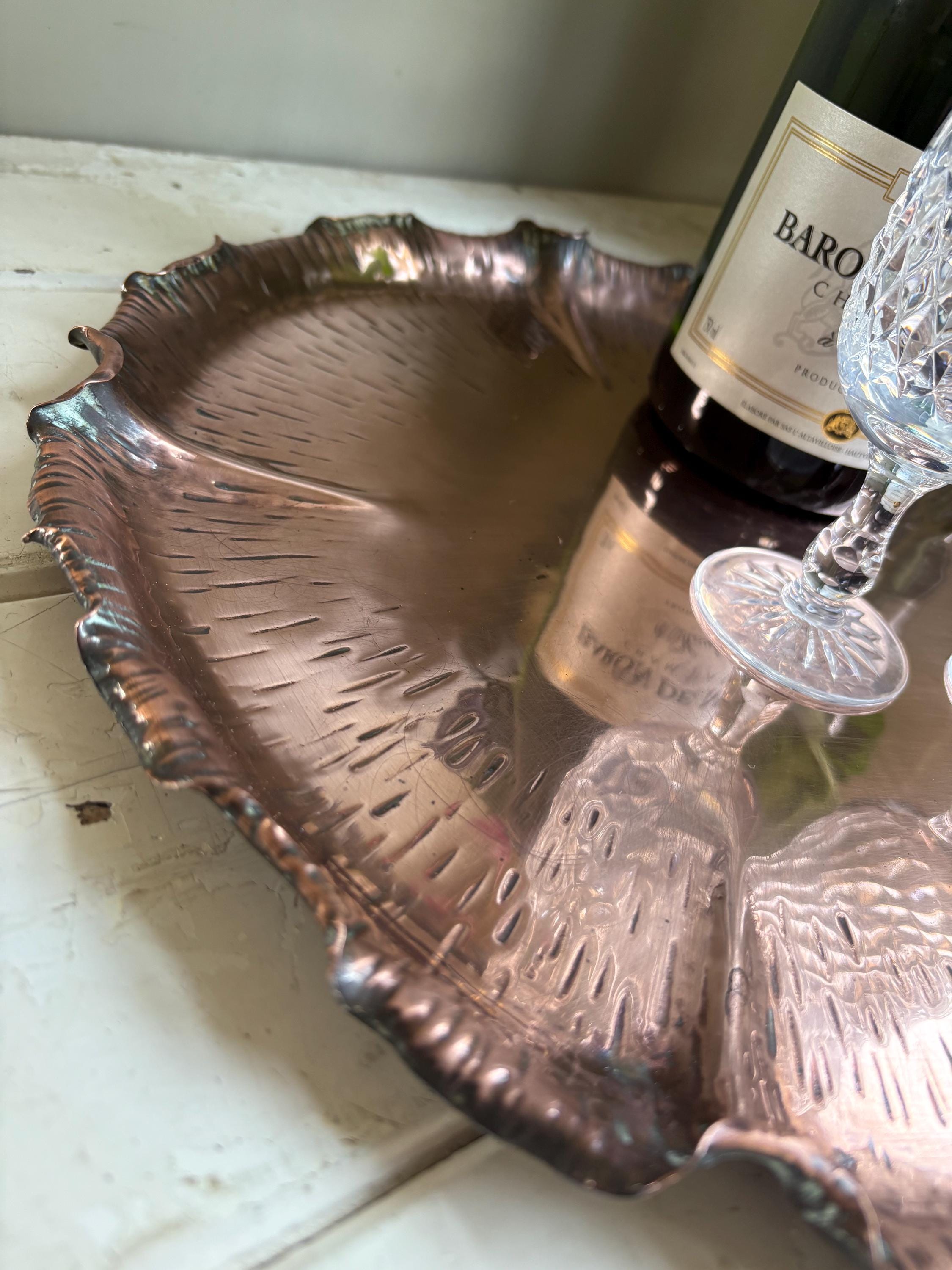 Copper Decorative Tray, Lily Pad Tray