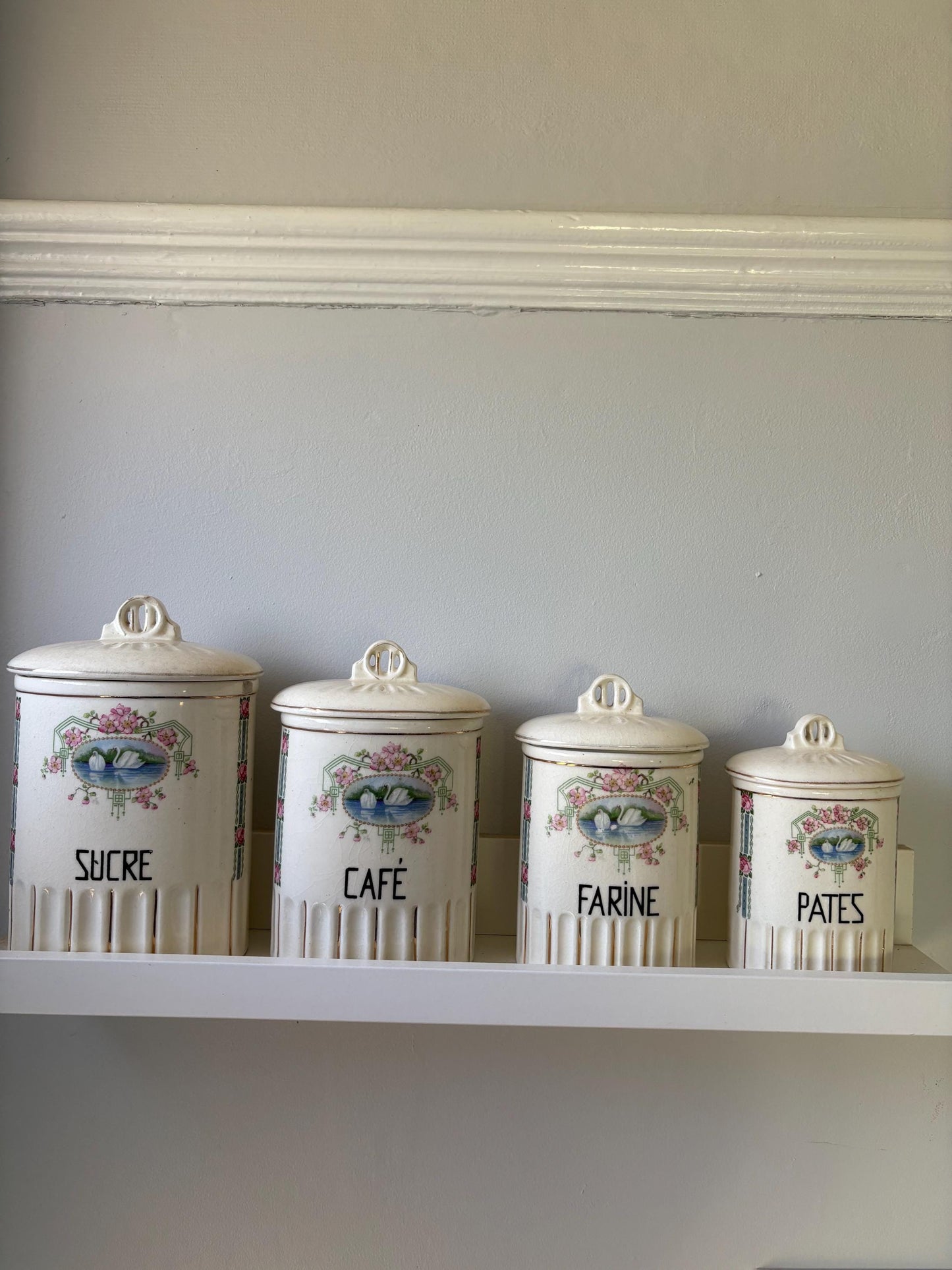 Vintage French Ceramic Storage Jars, Art Deco