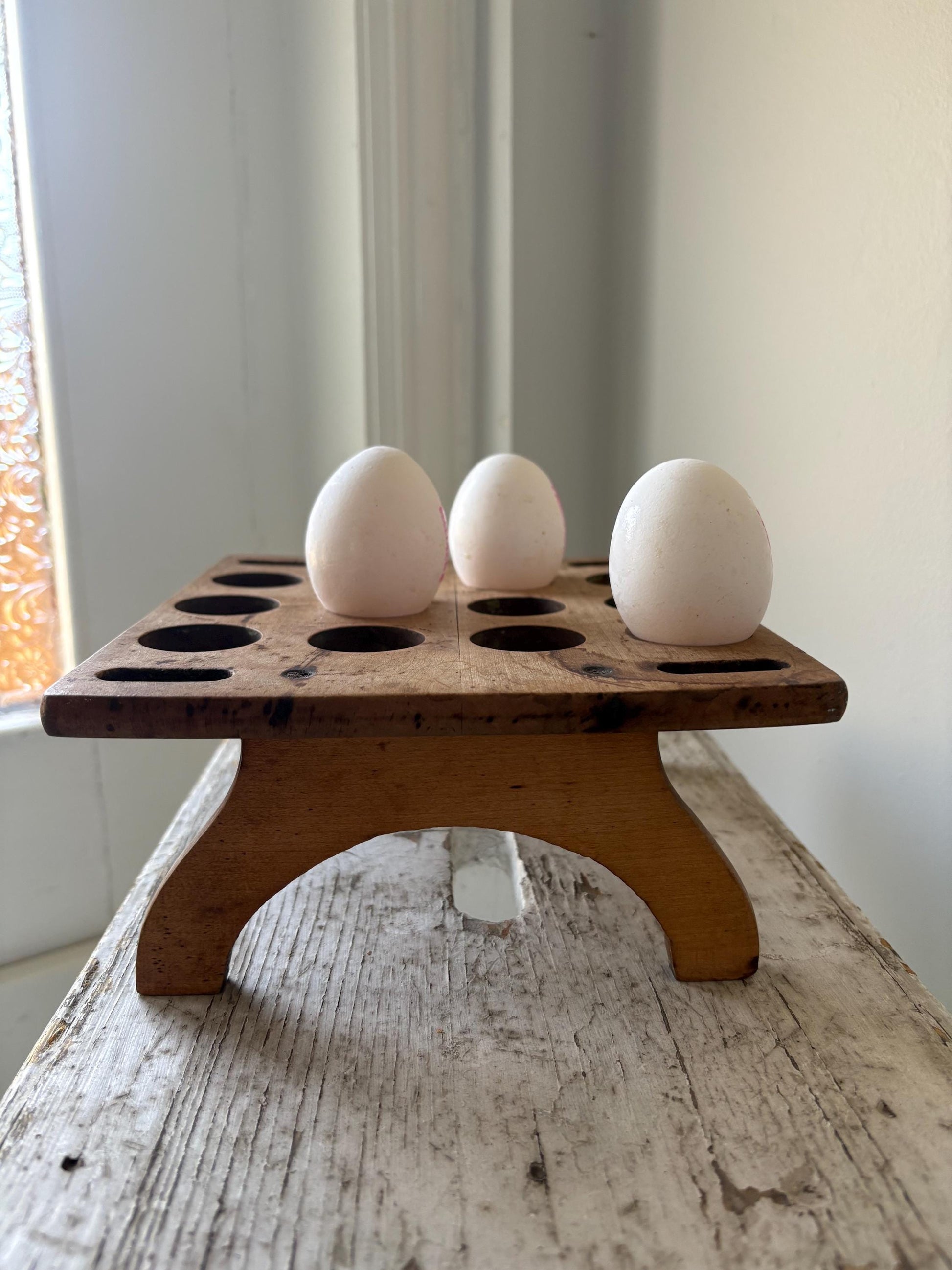 Late Victorian Treen Egg Rack.