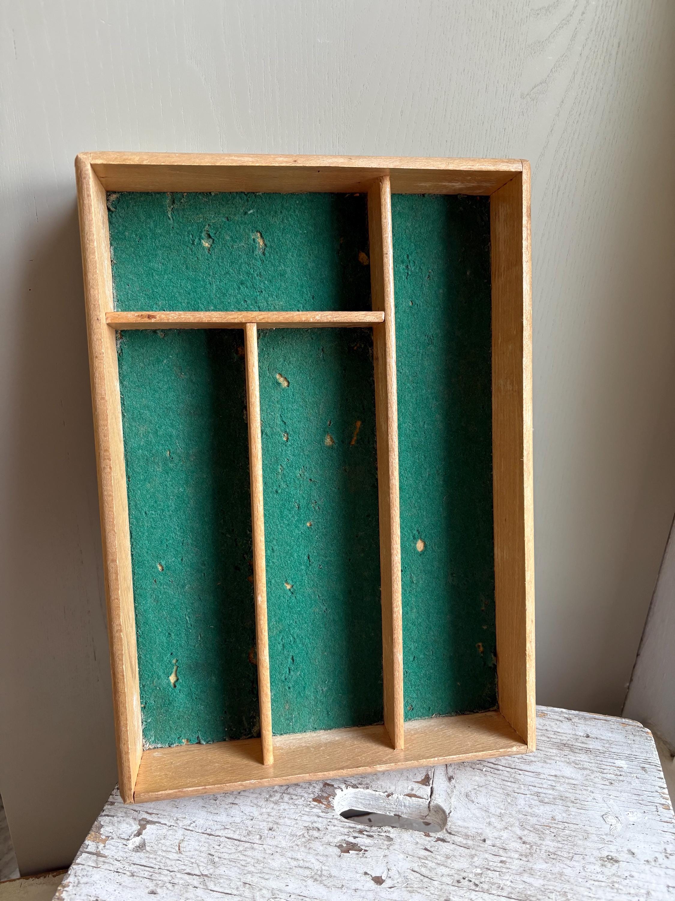 Vintage Wooden Cutlery Tray, Cutlery Storage.