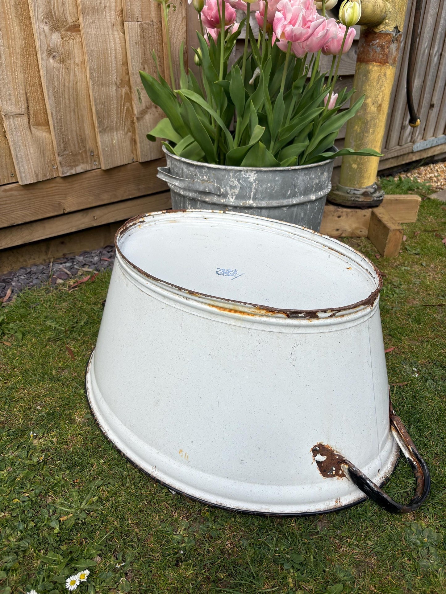 Enamelware Bathtub, Enamelware planter