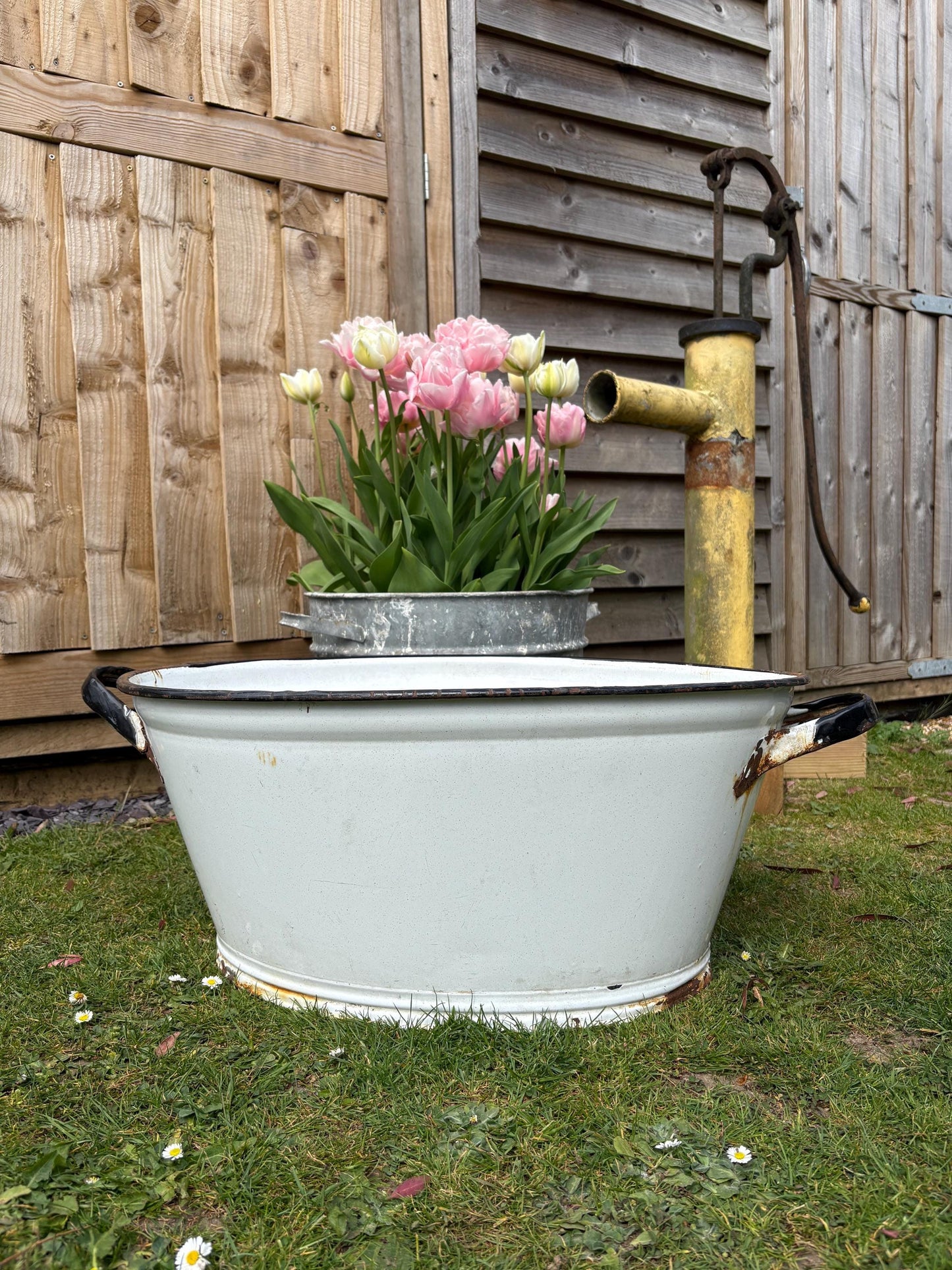 Enamelware Bathtub, Enamelware planter