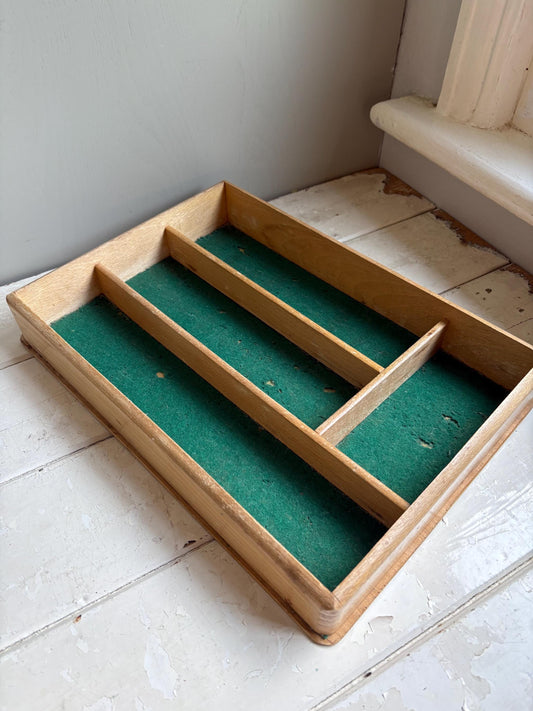 Vintage Wooden Cutlery Tray, Cutlery Storage.