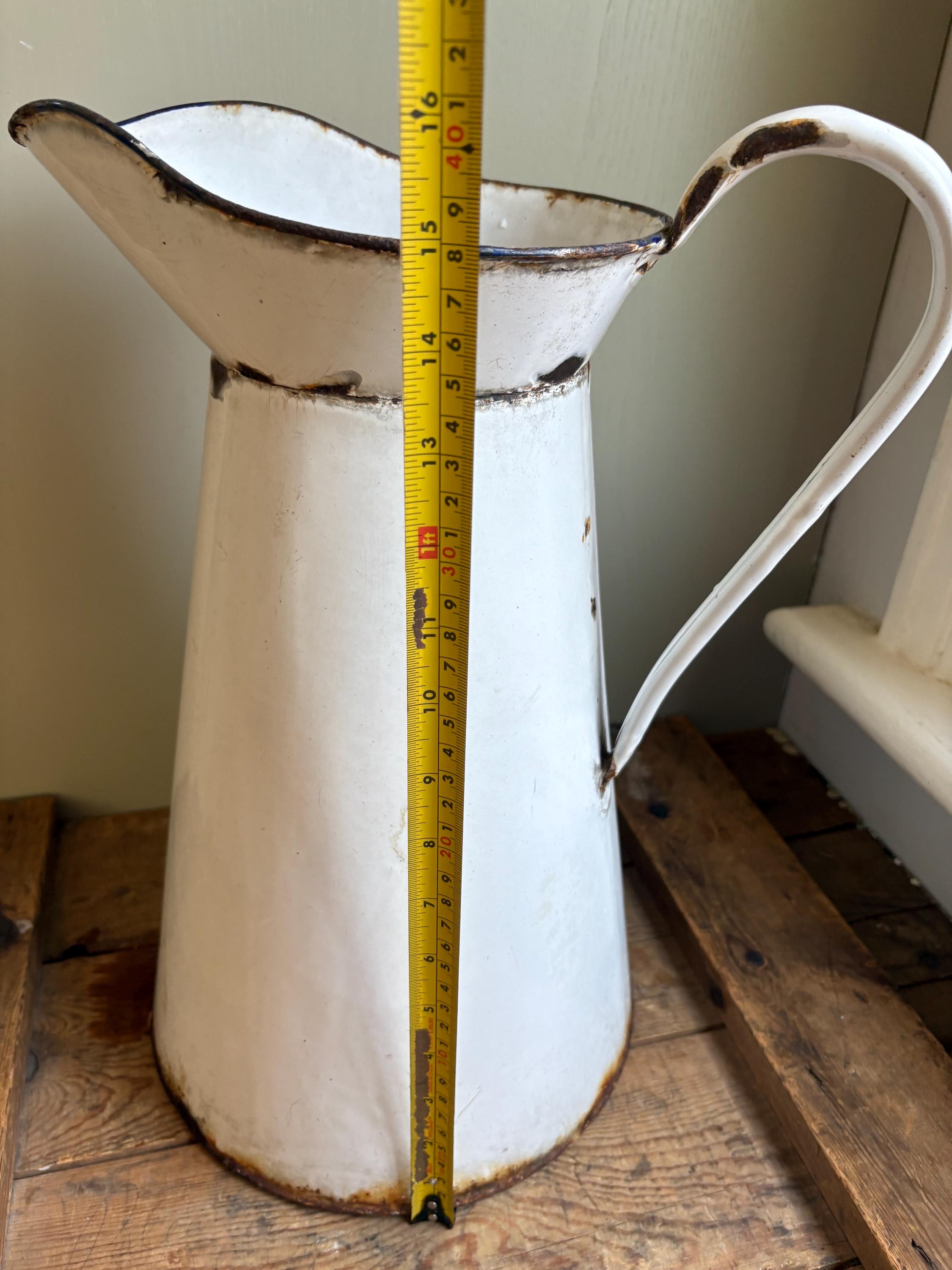 Enamelware Jug, Enamel pitcher, Vintage Ewer