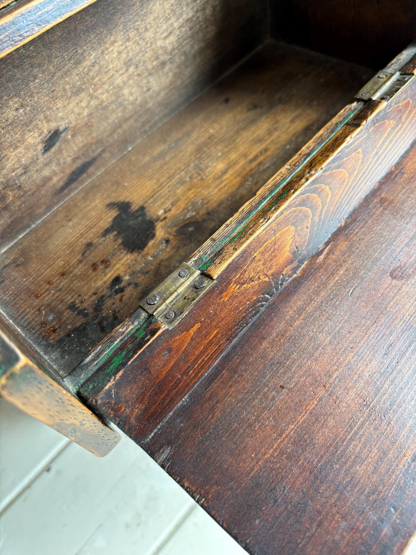 Antique Hanging Mirror With Glove Box, Shaving Mirror, Vanity Mirror.