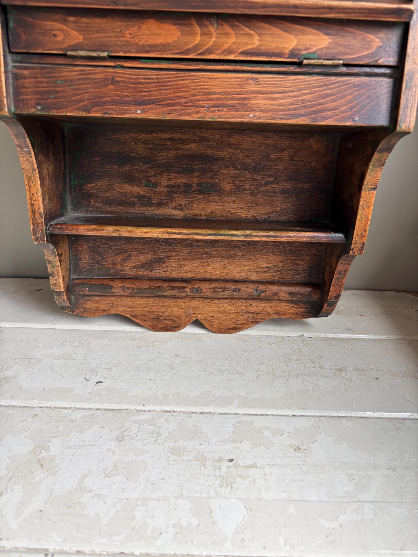 Antique Hanging Mirror With Glove Box, Shaving Mirror, Vanity Mirror.