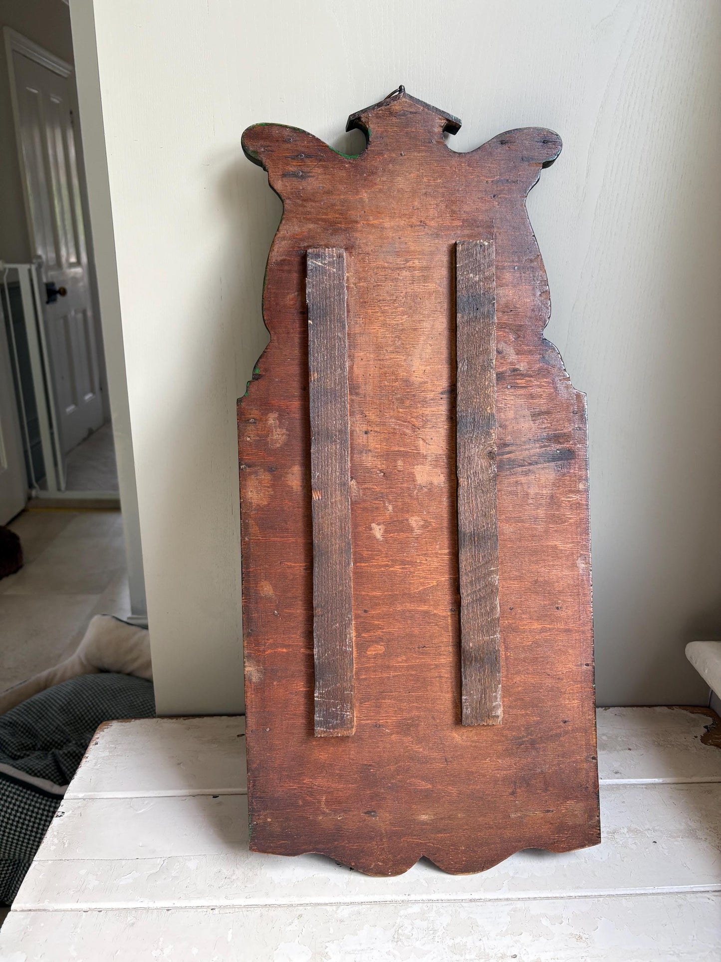 Antique Hanging Mirror With Glove Box, Shaving Mirror, Vanity Mirror.