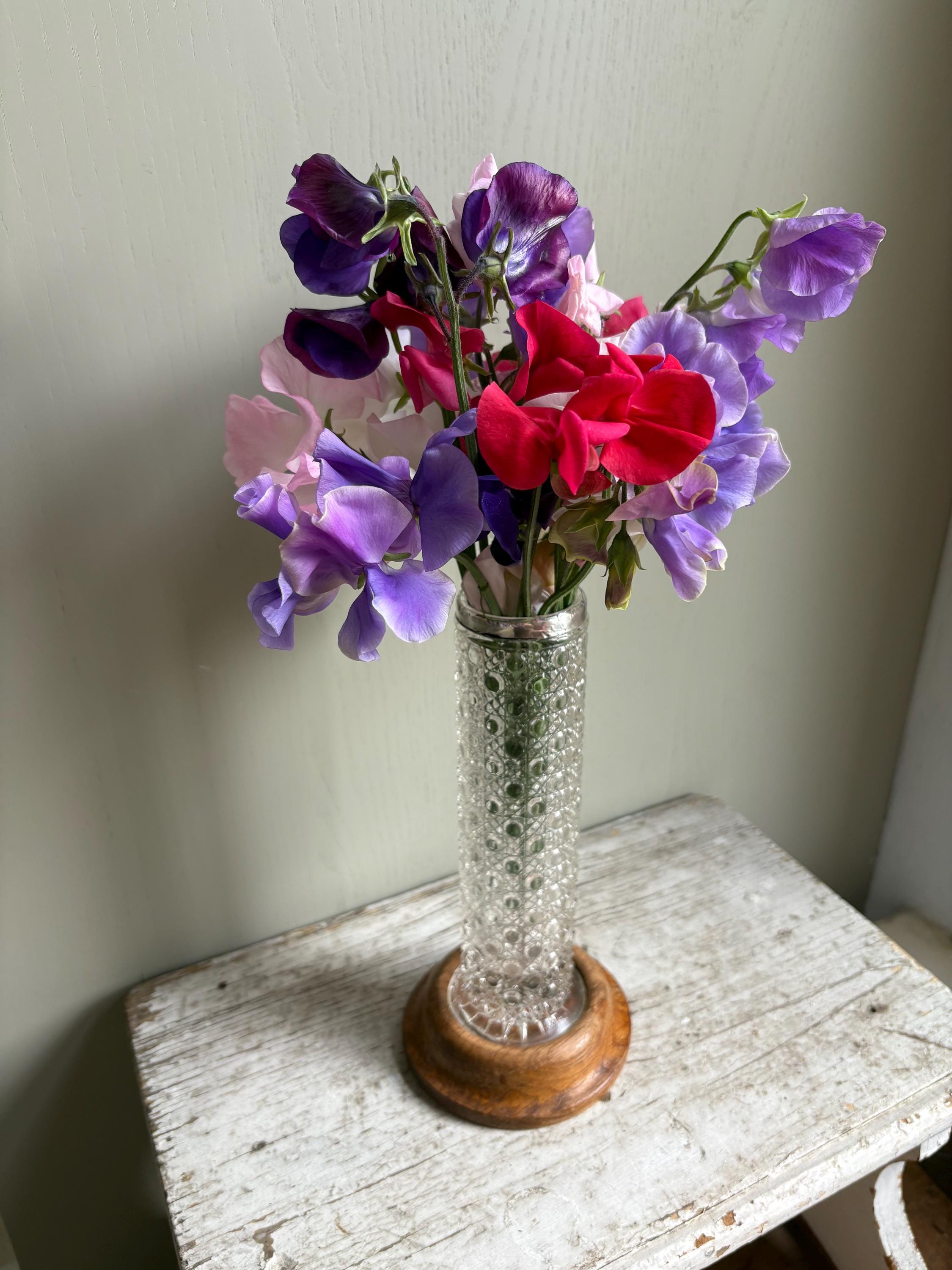 Pressed Glass Vintage Vase, Flowe Vase