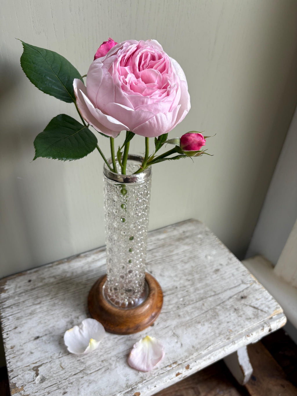 Pressed Glass Vintage Vase, Flowe Vase