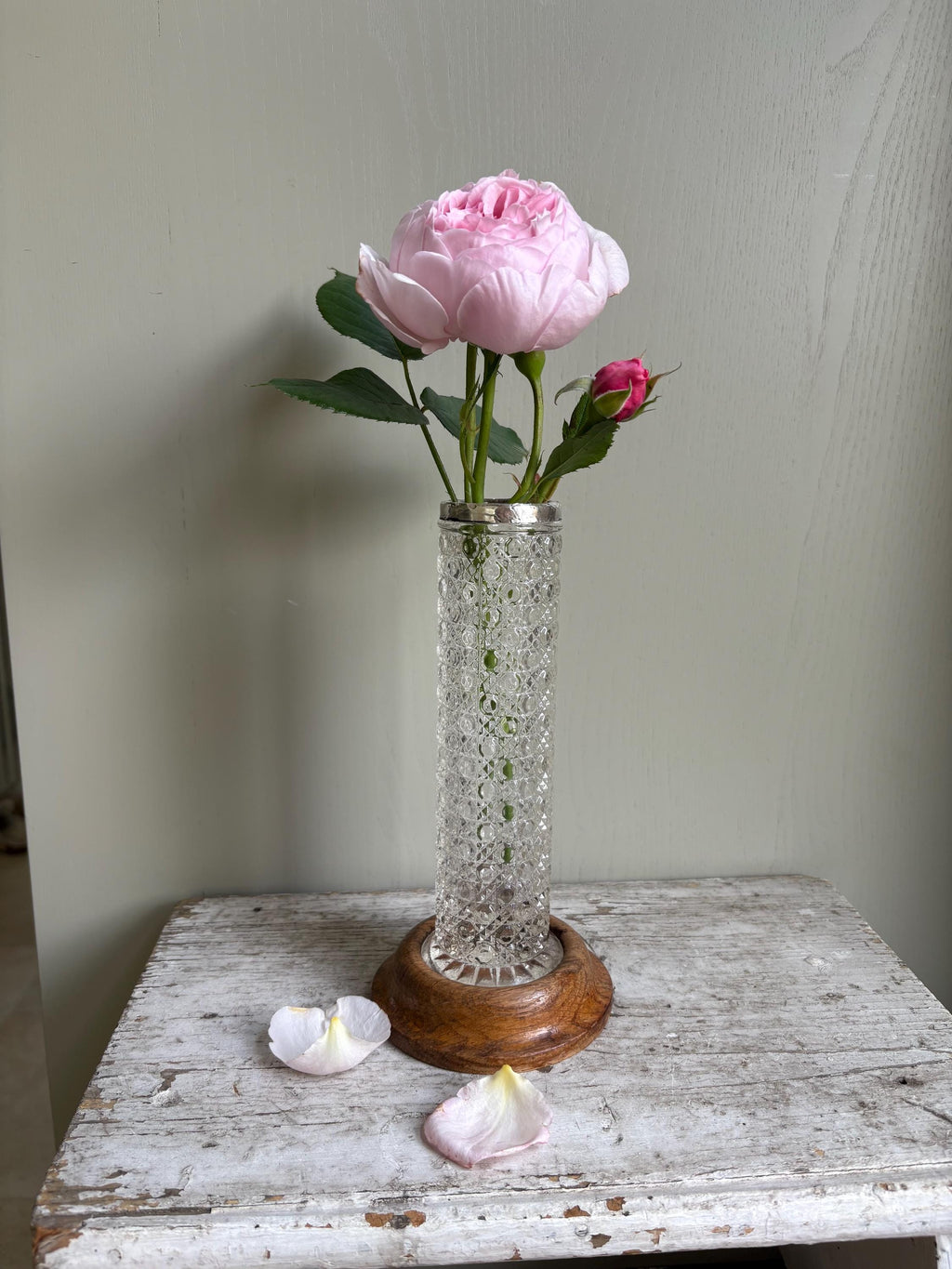 Pressed Glass Vintage Vase, Flowe Vase
