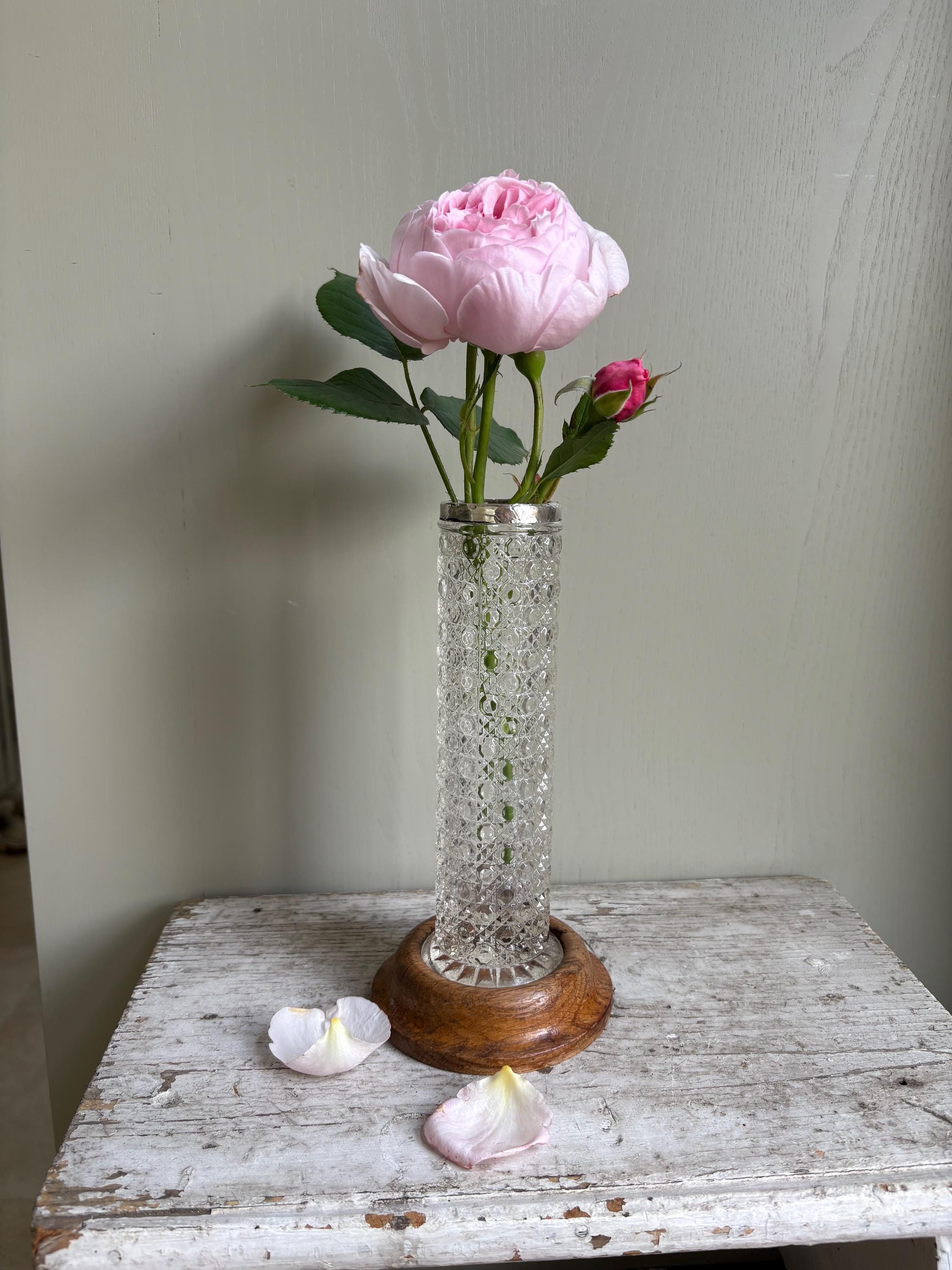 Pressed Glass Vintage Vase, Flowe Vase
