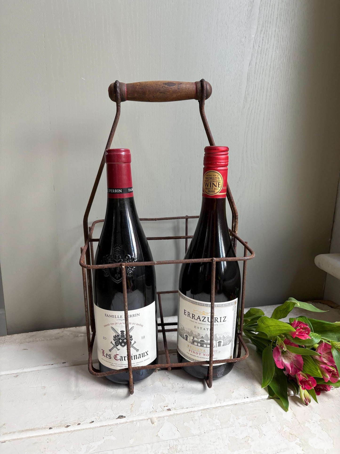 French Vintage Bottle Crate, Bottle Carrier