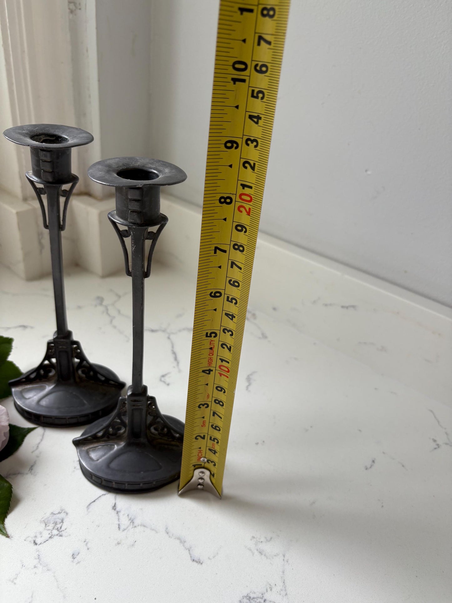 Art Nouveau Candlesticks, Metal Candlesticks, Art Deco.