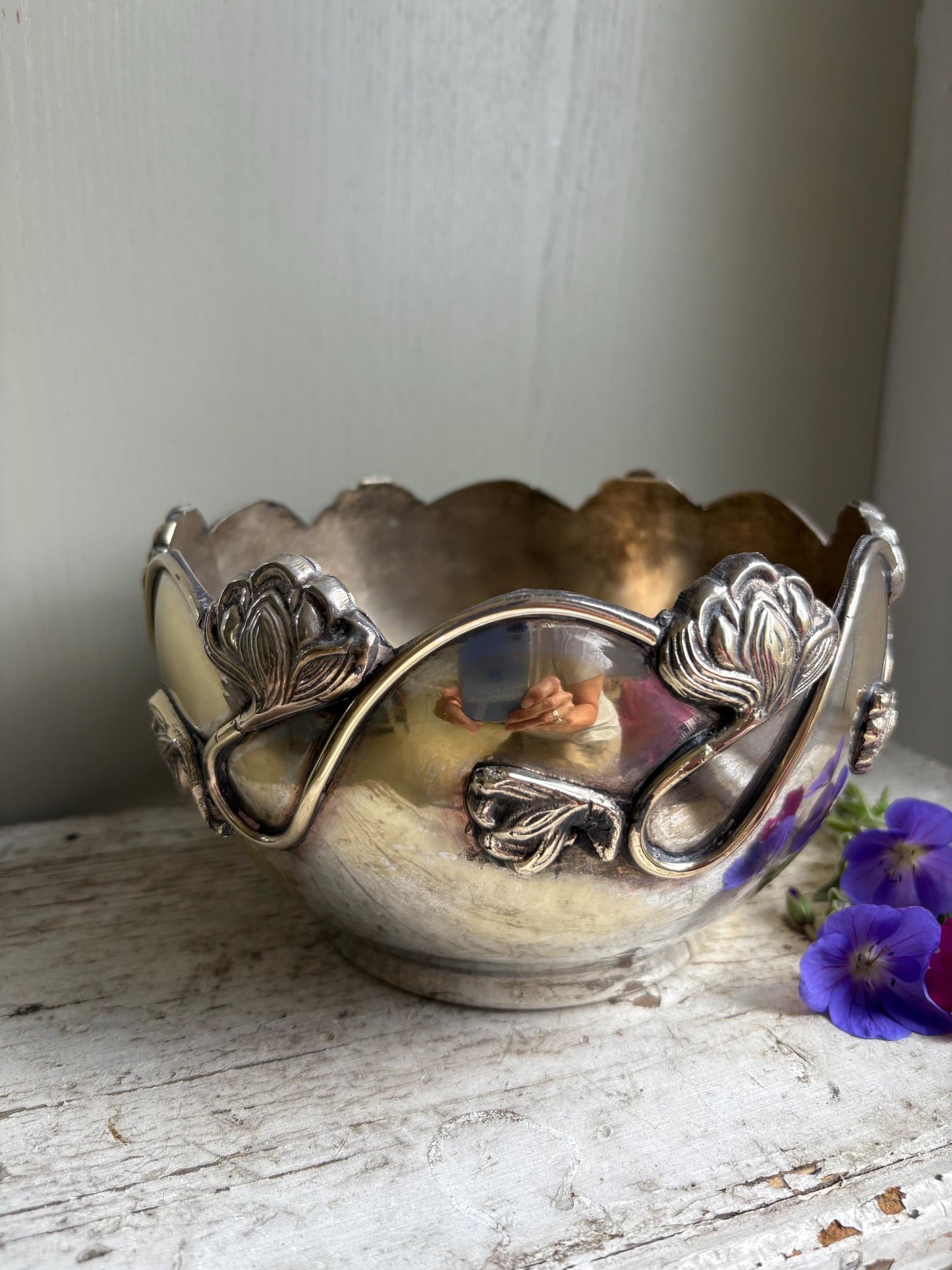 Art Nouveau Silver plated bowl/planter.