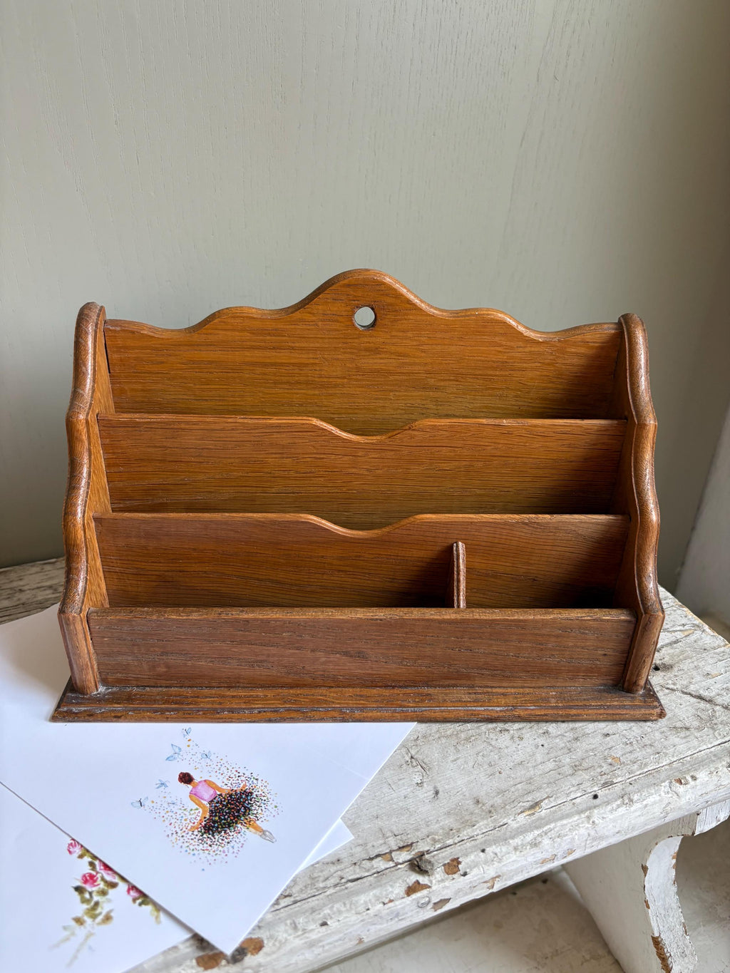 Vintage Wooden Letter Rack, Wall Hanging Letter Rack.