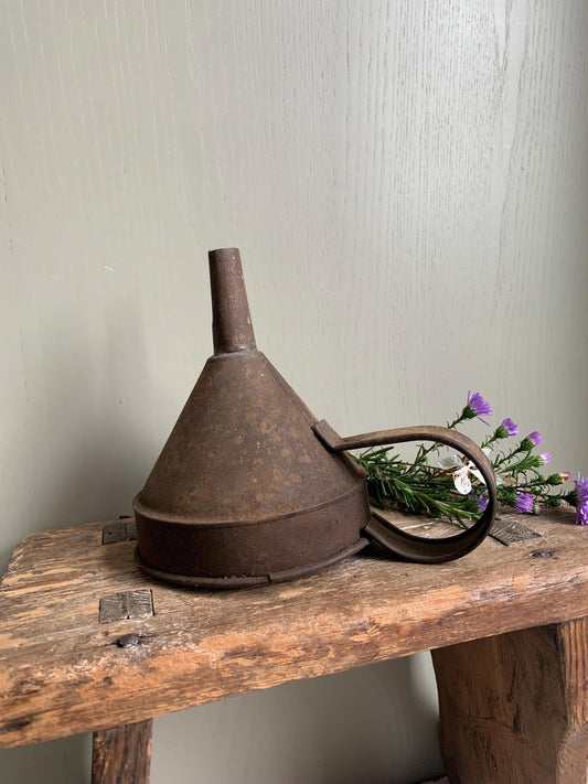 Rusty Vintage Metal Funnel, Industrial Decor